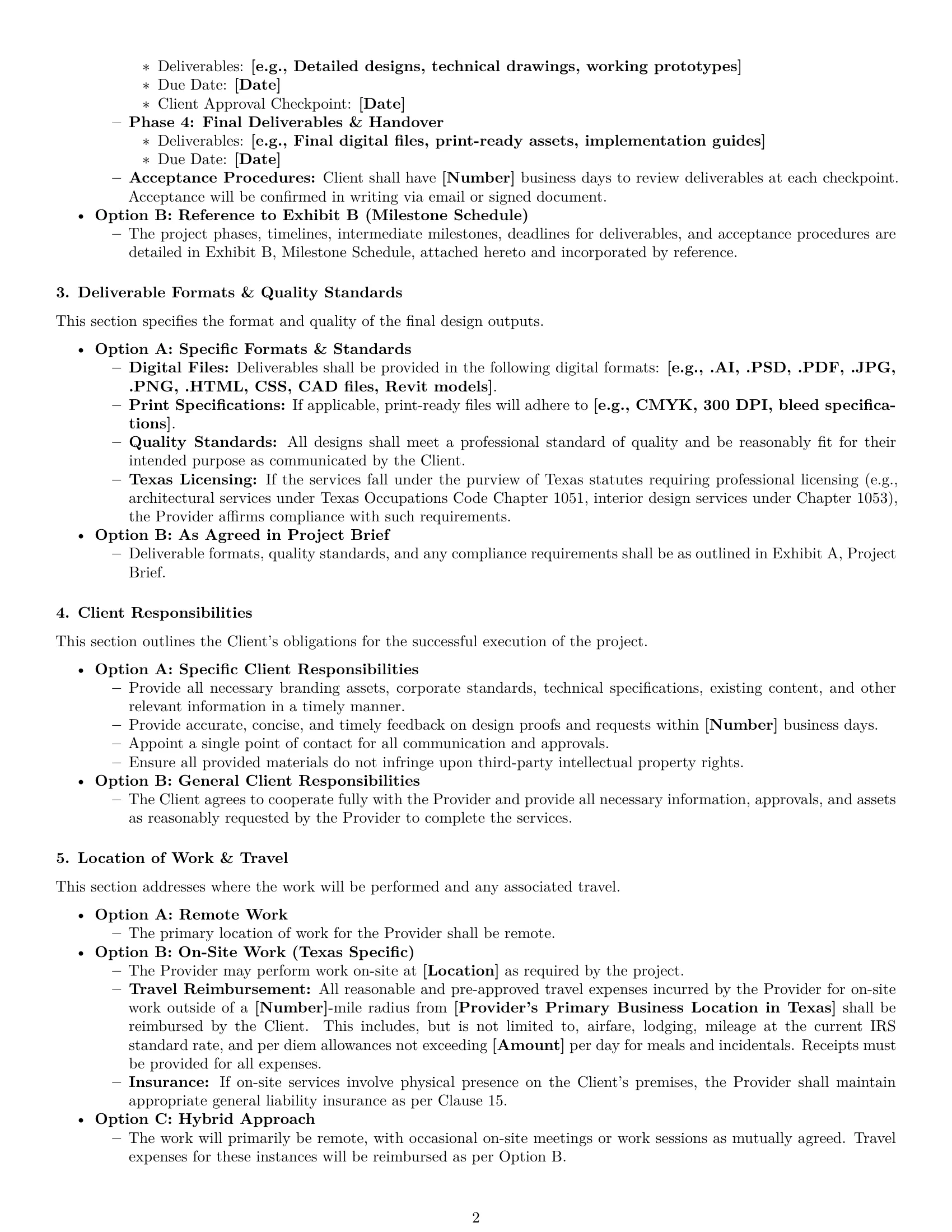 Preview page 2 of Pro Texas design service contract template