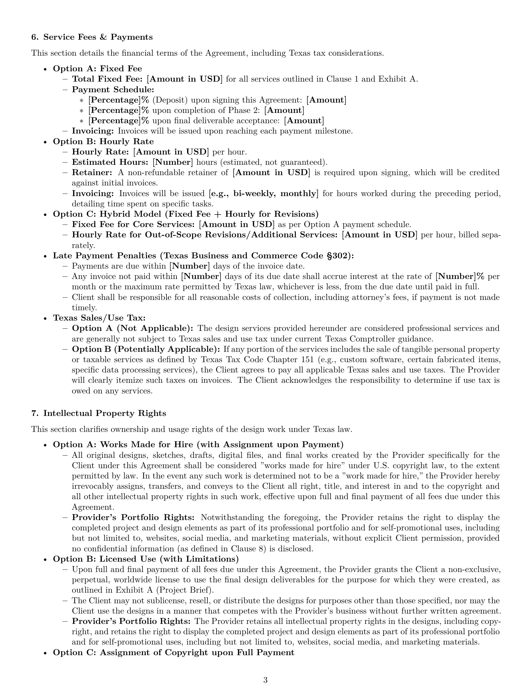 Preview page 3 of Pro Texas design service contract template