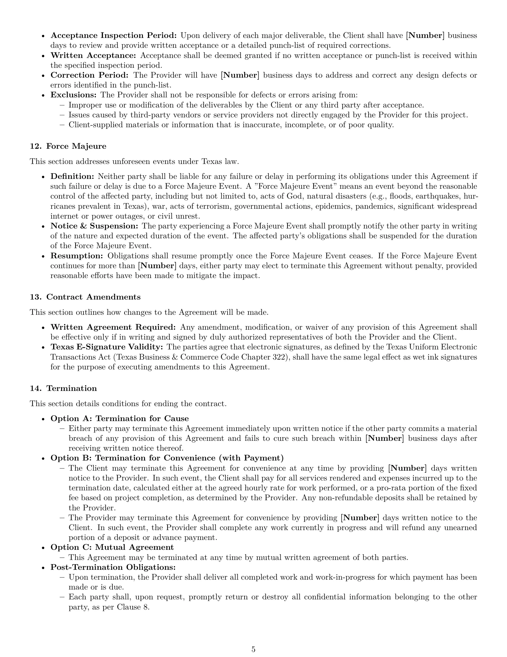 Preview page 5 of Pro Texas design service contract template