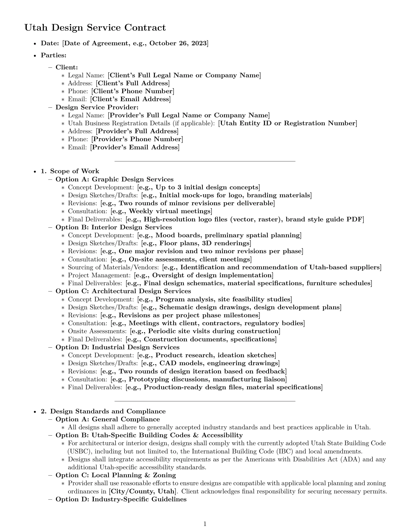Preview page 1 of Pro Utah design service contract template