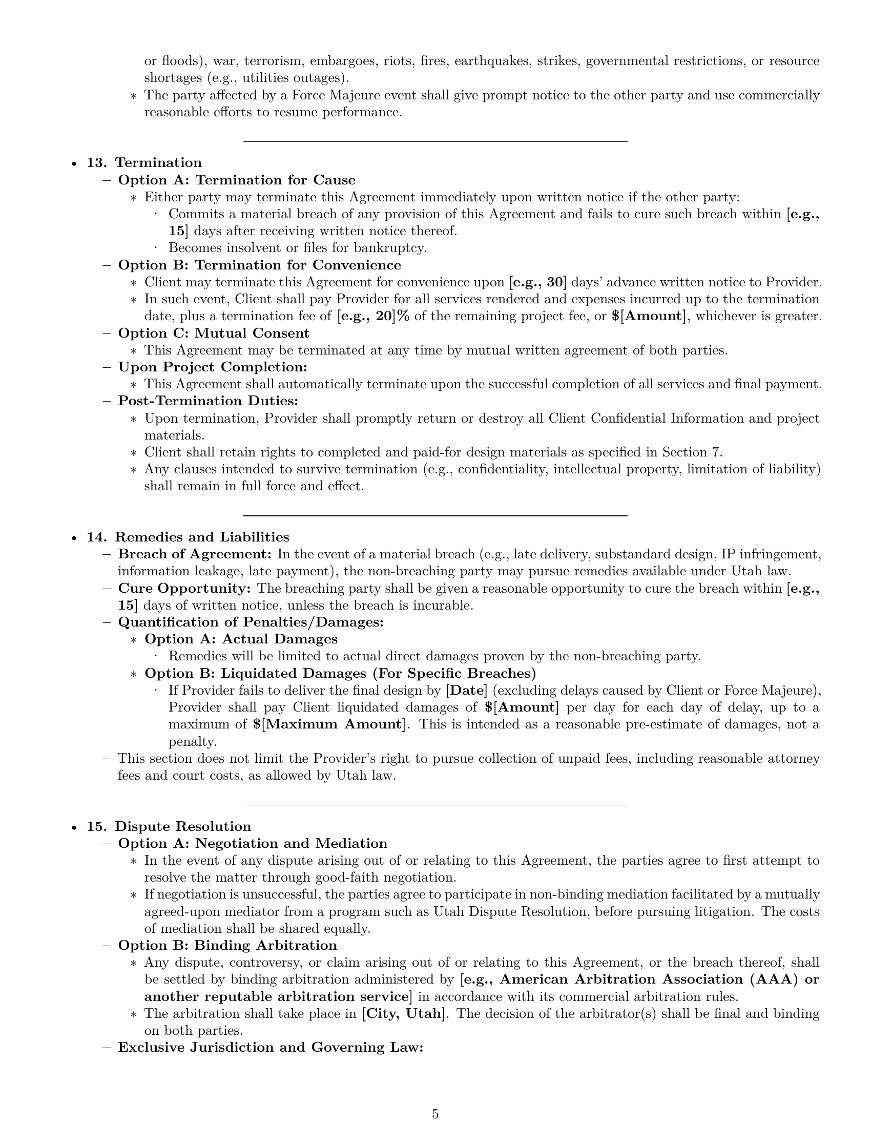 Preview page 5 of Pro Utah design service contract template