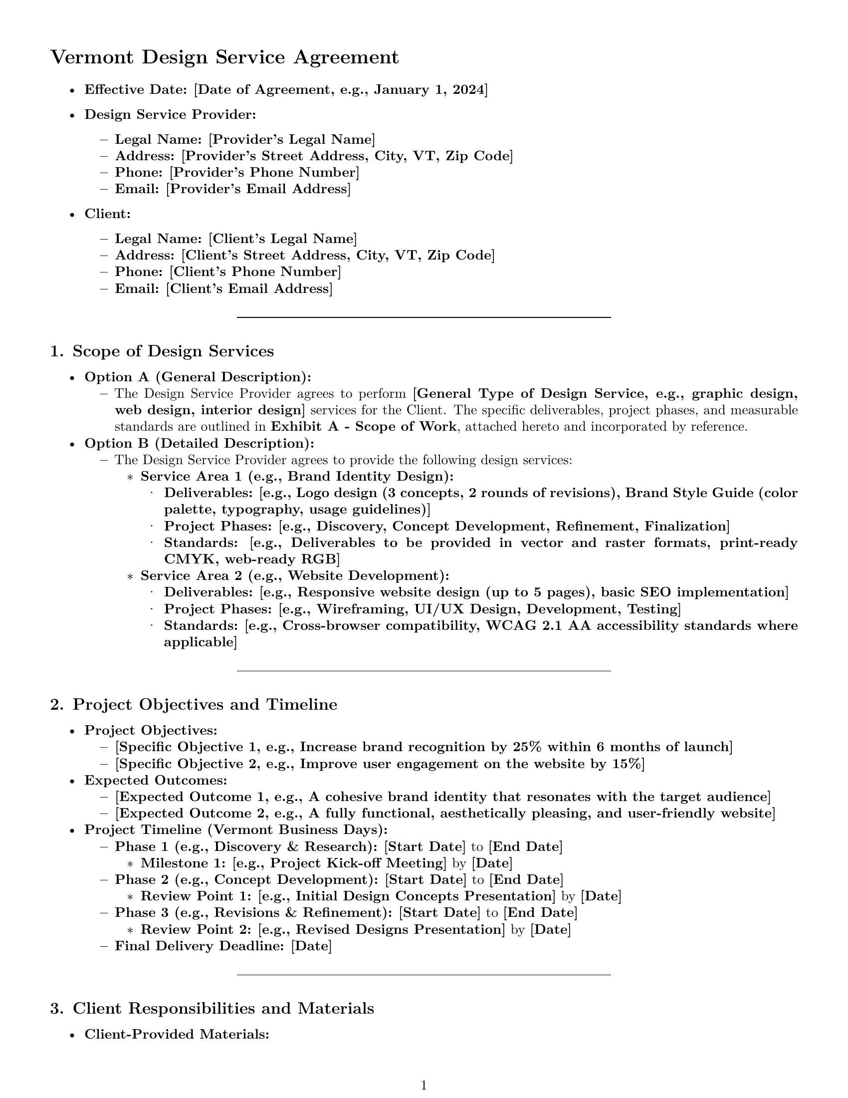 Preview page 1 of Pro Vermont design service contract template