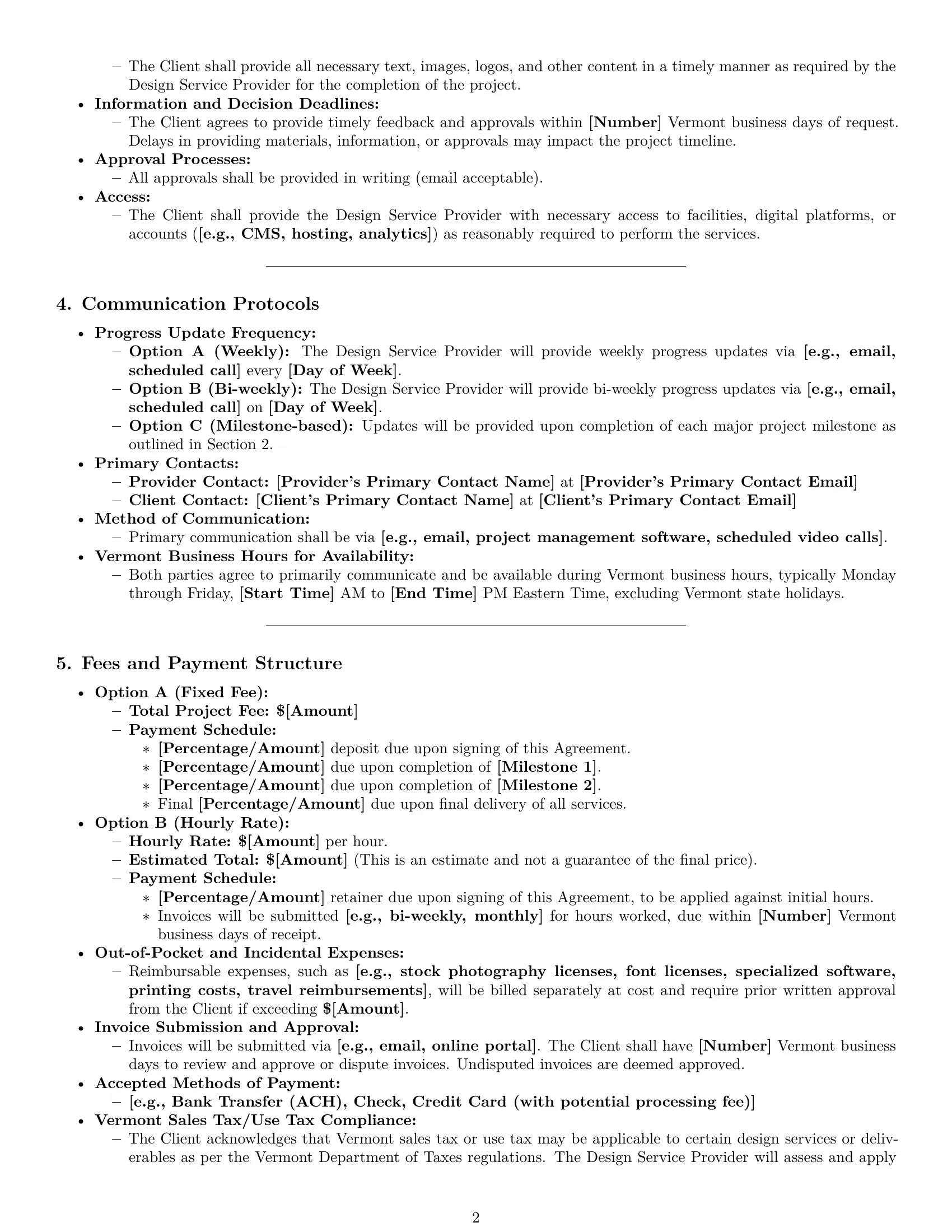 Preview page 2 of Pro Vermont design service contract template