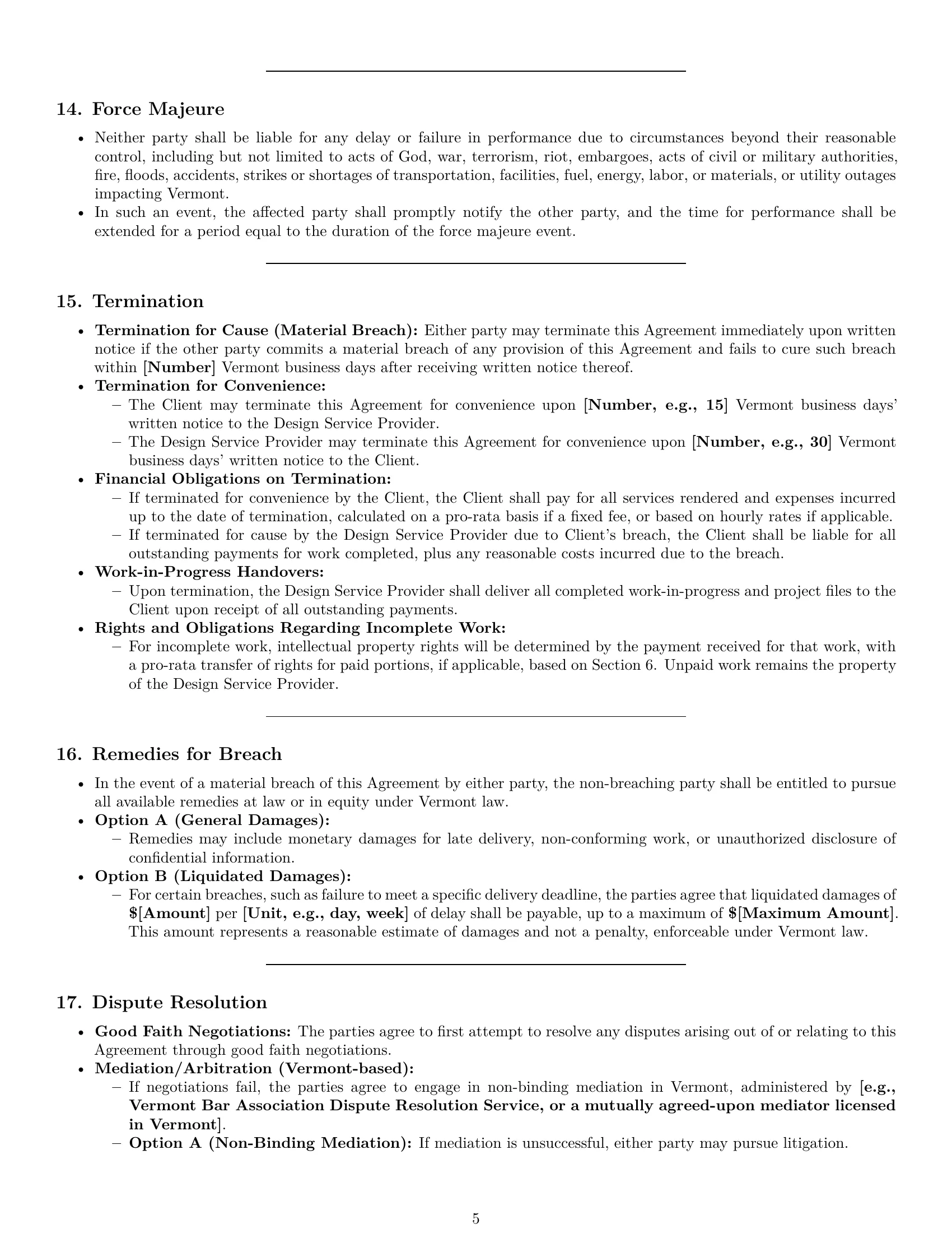 Preview page 5 of Pro Vermont design service contract template