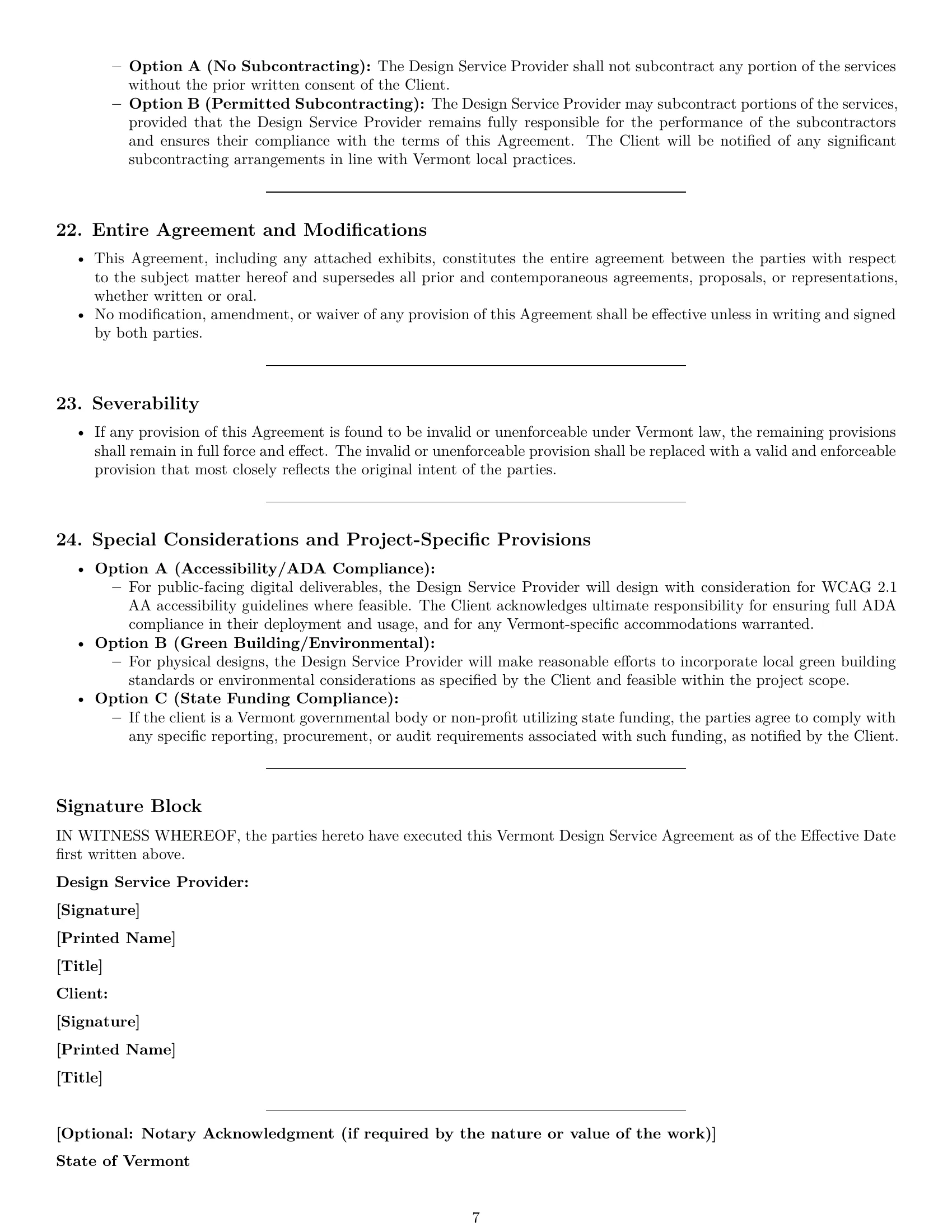 Preview page 7 of Pro Vermont design service contract template