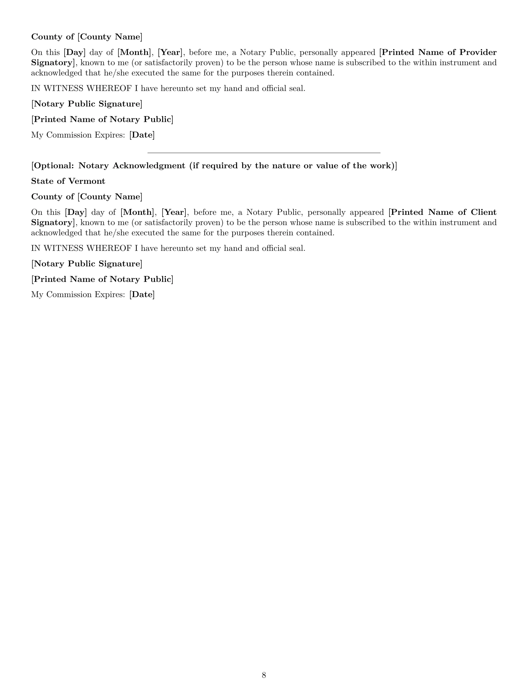 Preview page 8 of Pro Vermont design service contract template
