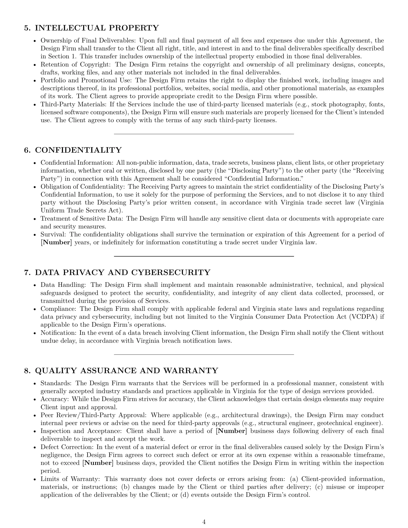 Preview page 4 of Pro Virginia design service contract template