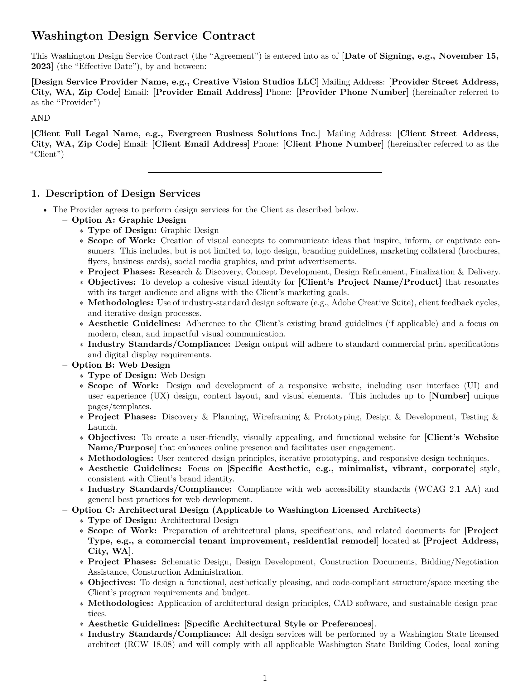 Preview page 1 of Pro Washington design service contract template