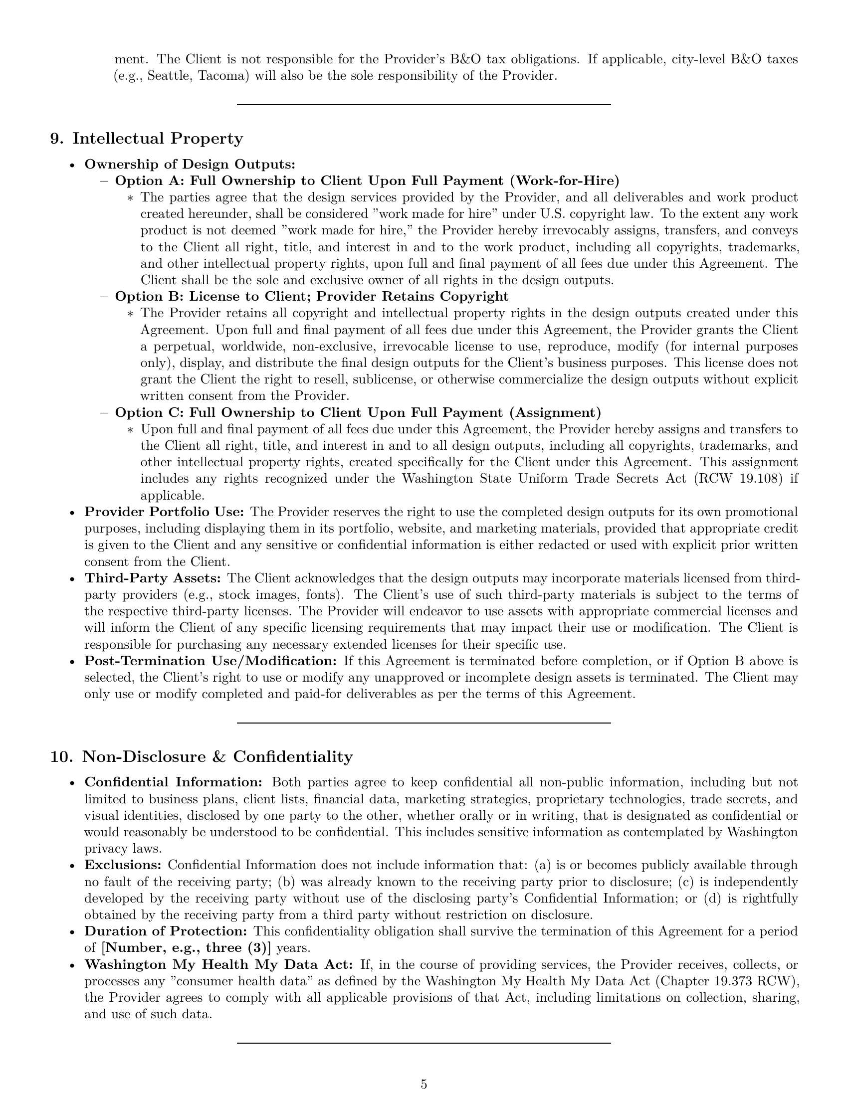 Preview page 5 of Pro Washington design service contract template