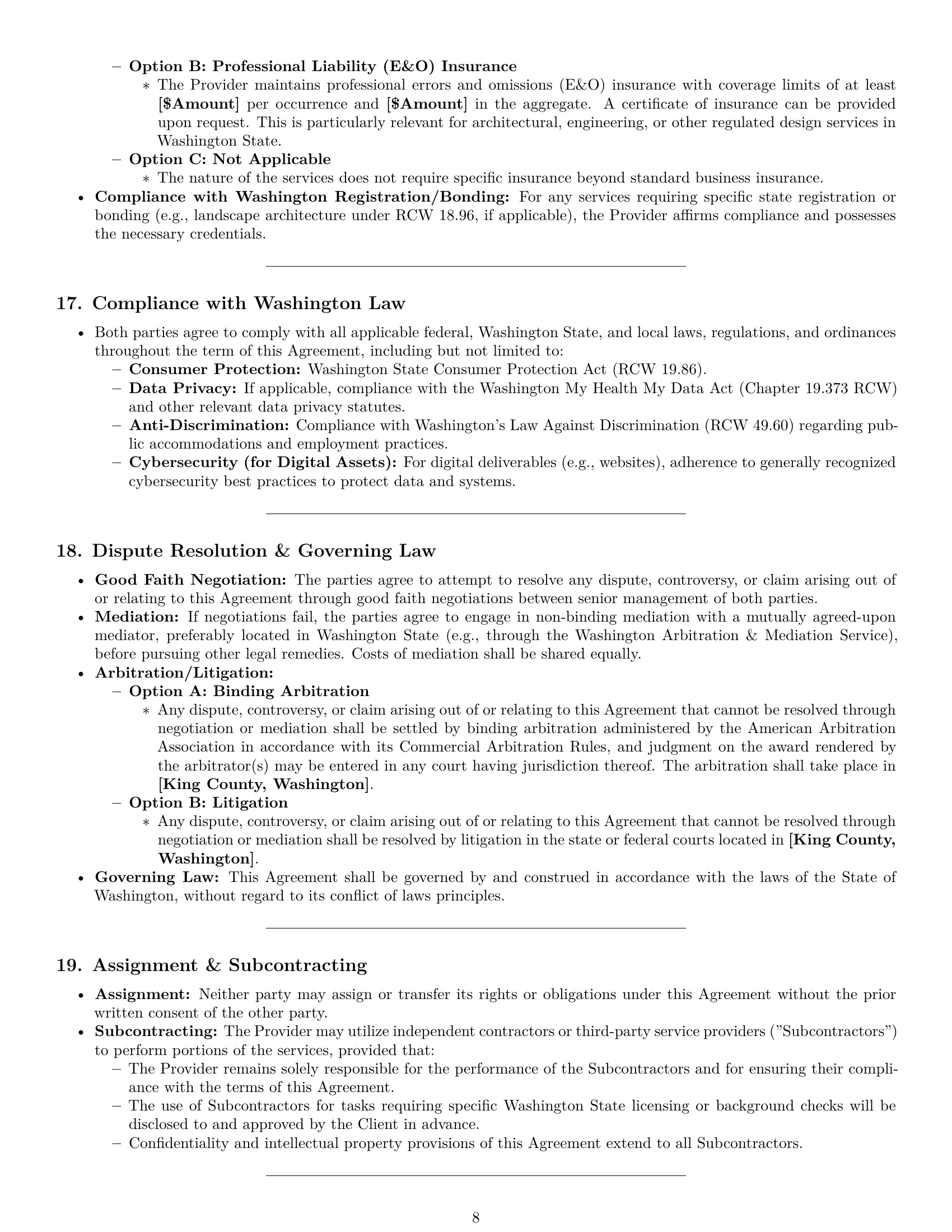 Preview page 8 of Pro Washington design service contract template