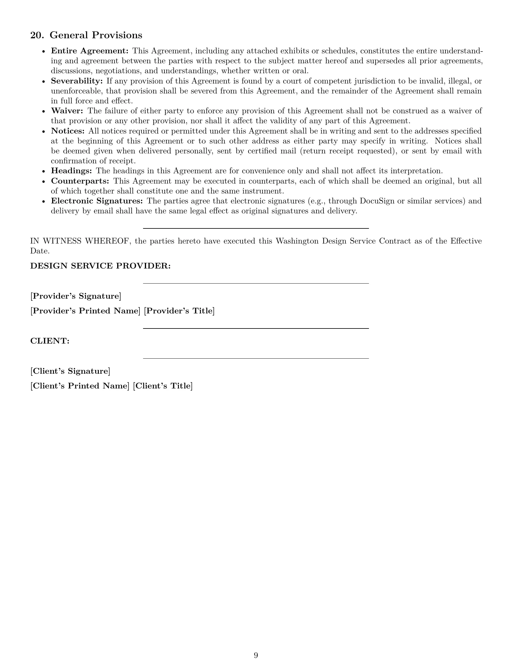 Preview page 9 of Pro Washington design service contract template
