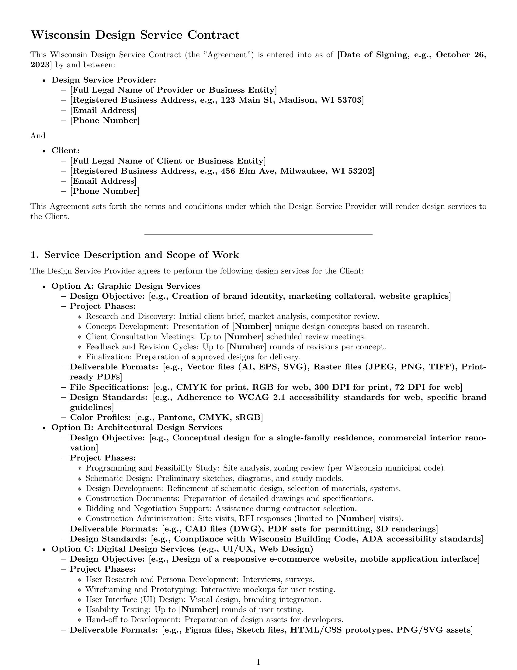 Preview page 1 of Pro Wisconsin design service contract template
