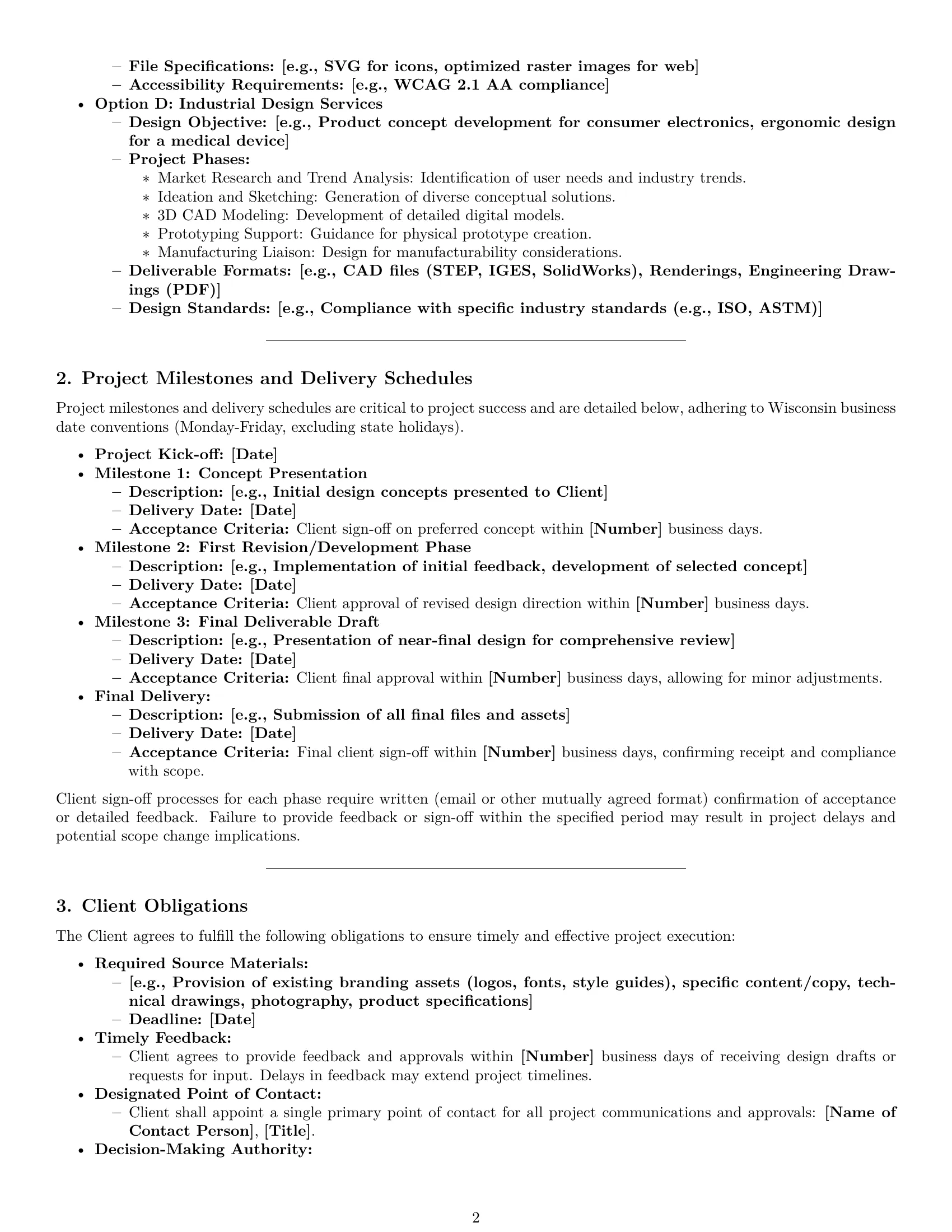 Preview page 2 of Pro Wisconsin design service contract template