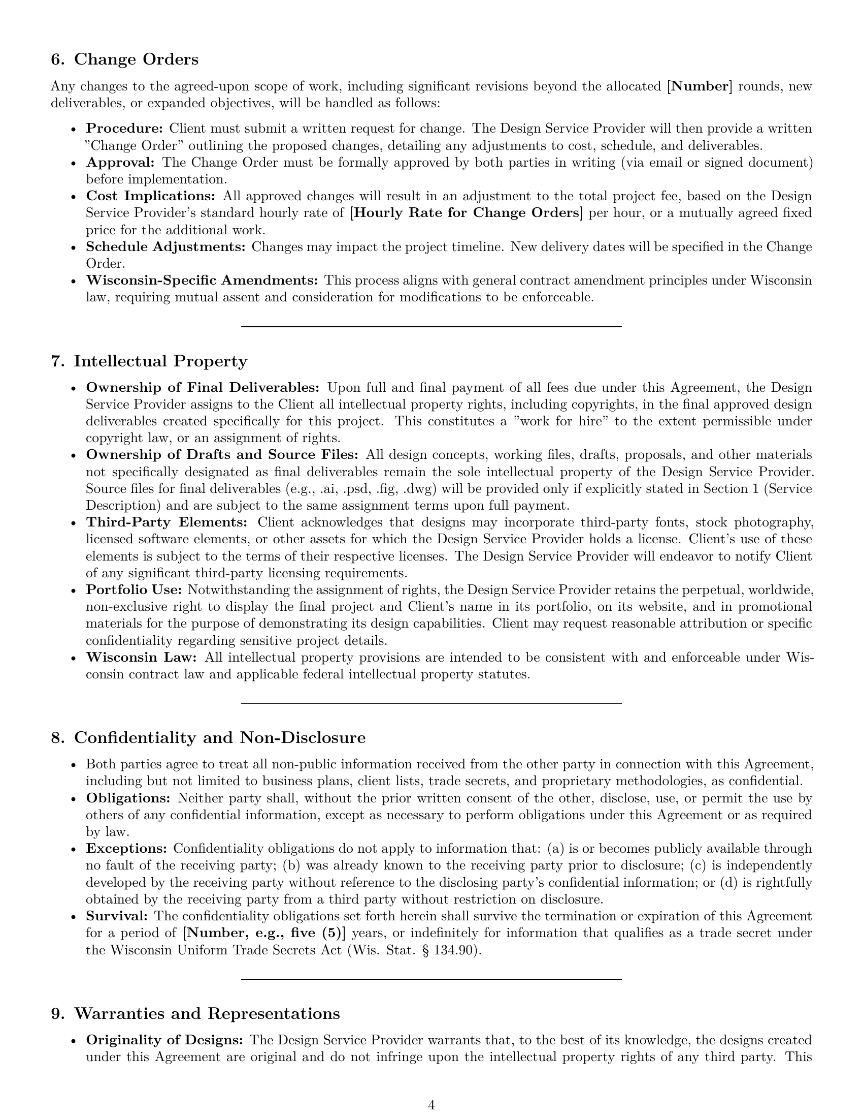 Preview page 4 of Pro Wisconsin design service contract template