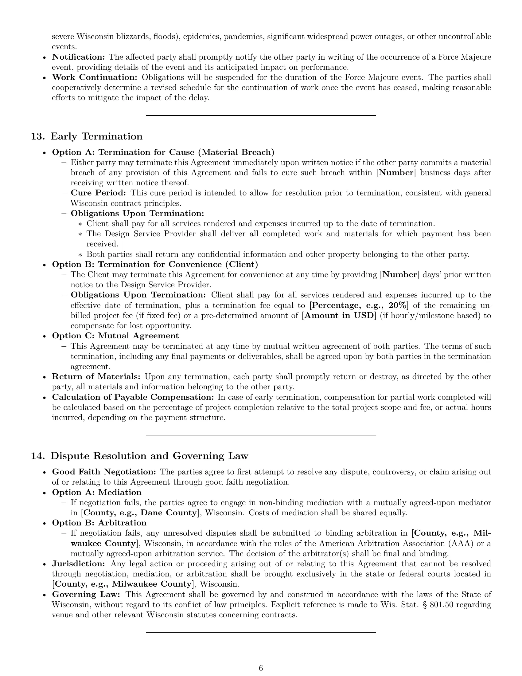 Preview page 6 of Pro Wisconsin design service contract template