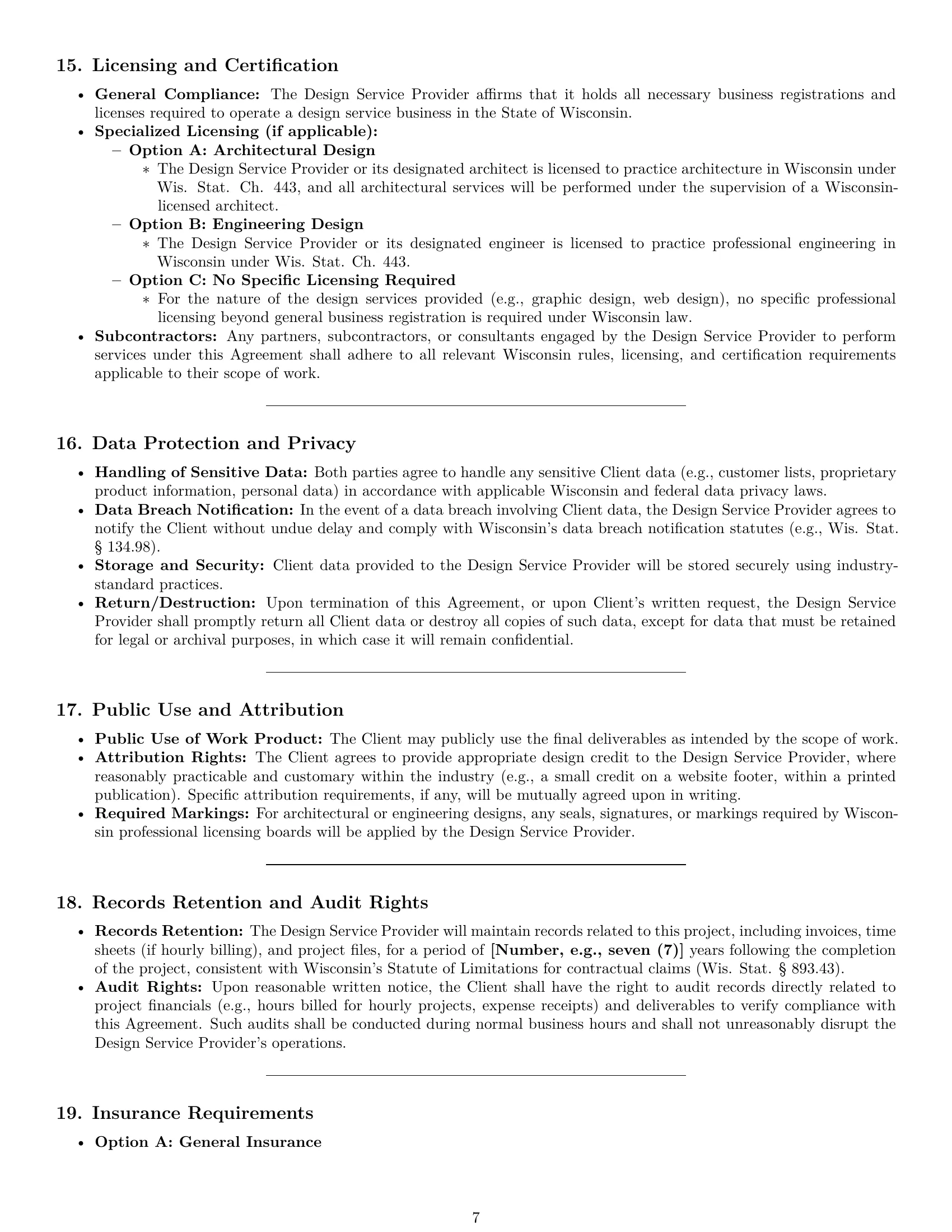 Preview page 7 of Pro Wisconsin design service contract template