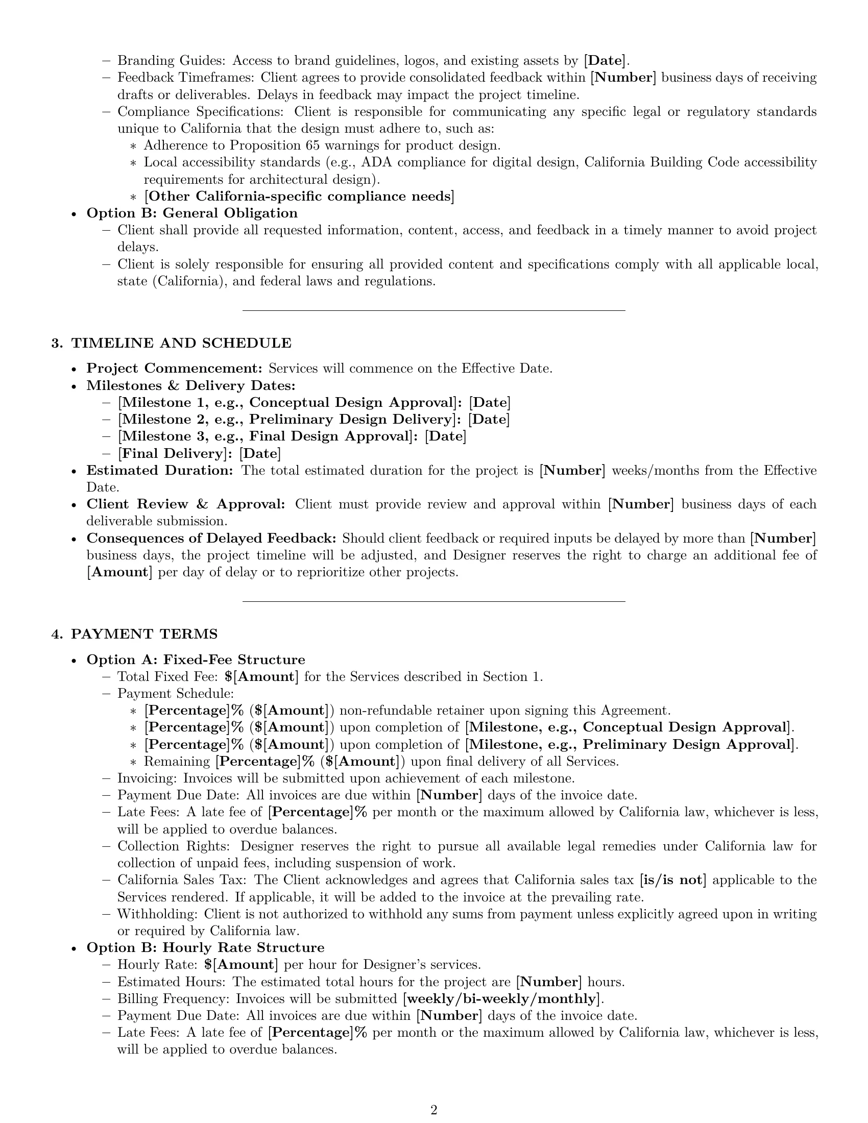 Preview page 2 of Pro California design service contract template