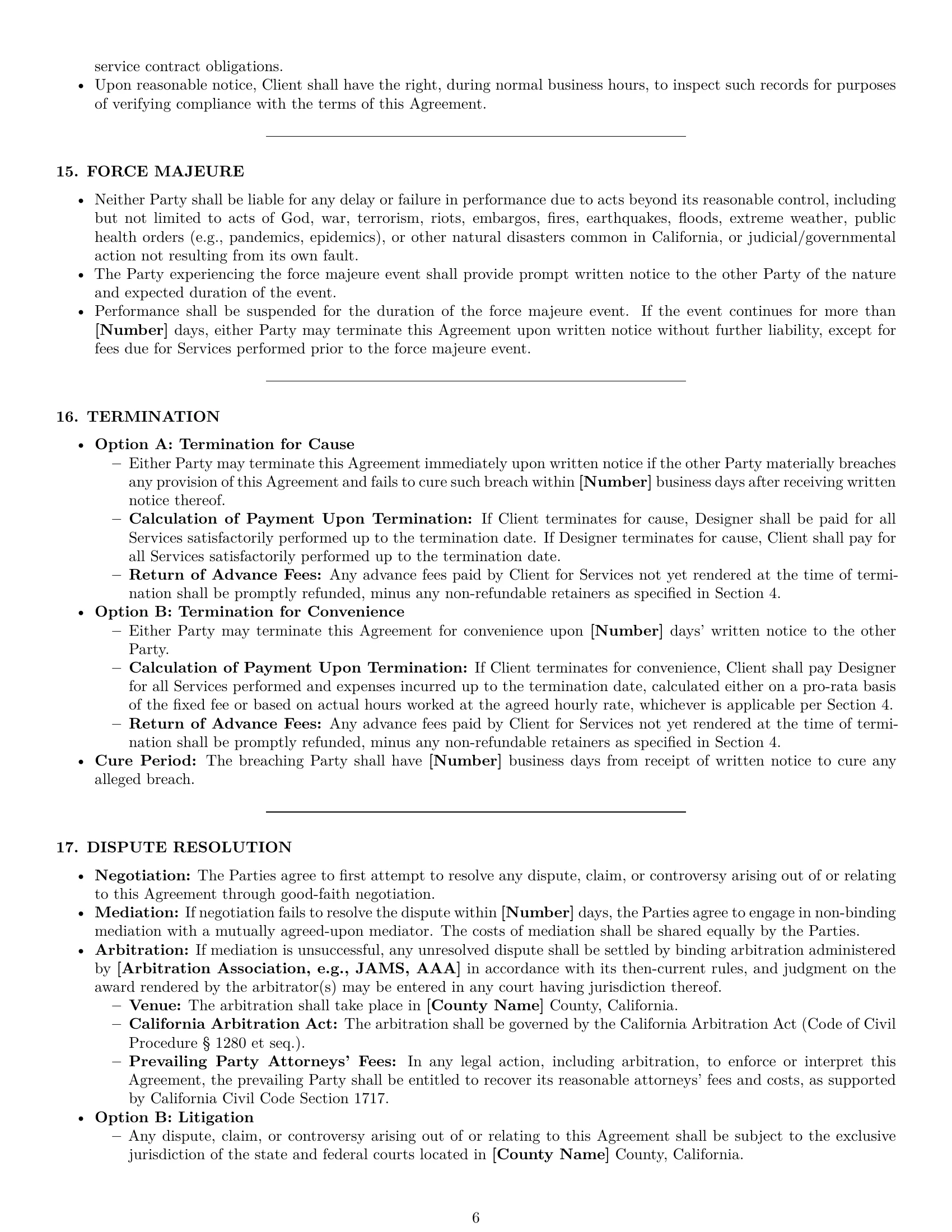 Preview page 6 of Pro California design service contract template