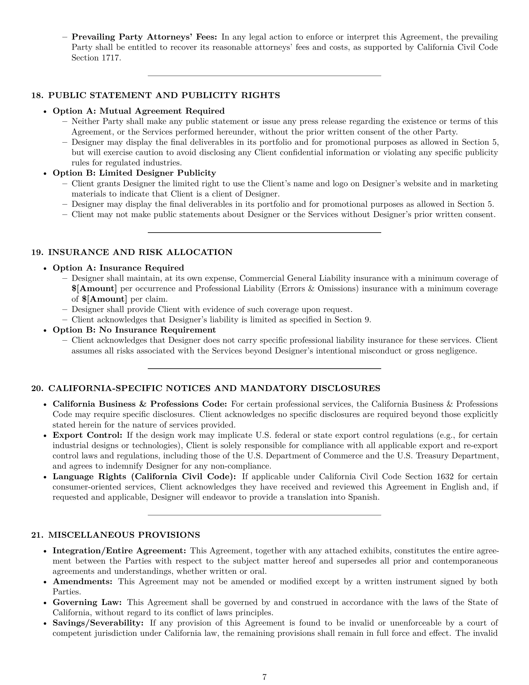 Preview page 7 of Pro California design service contract template