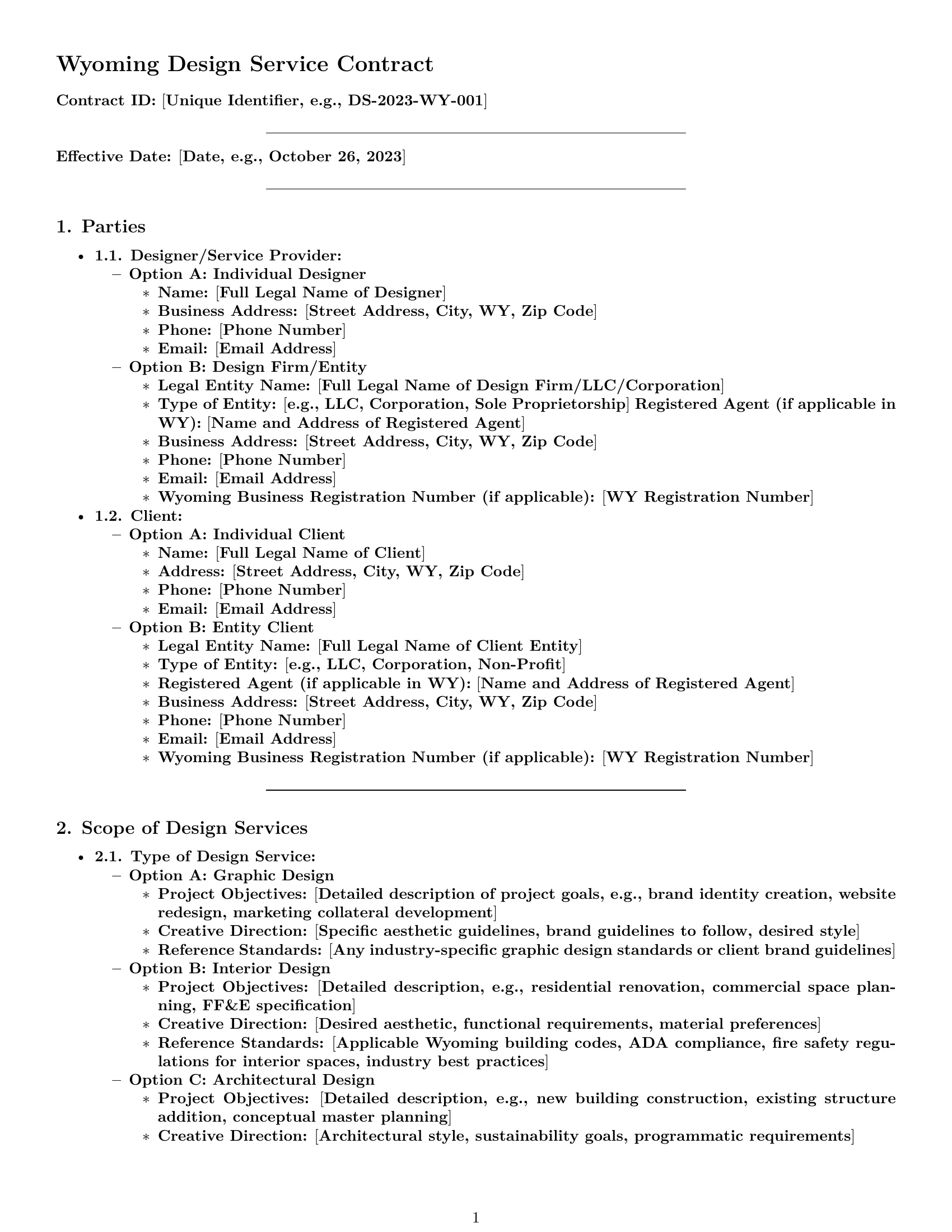 Preview page 1 of Pro Wyoming design service contract template