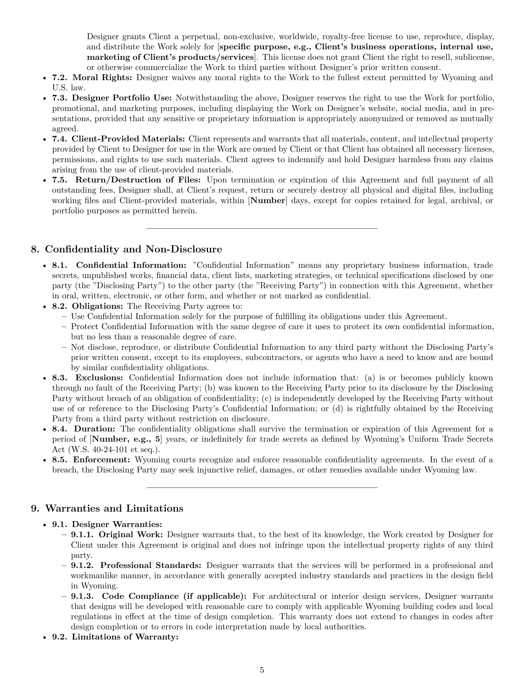 Preview page 5 of Pro Wyoming design service contract template