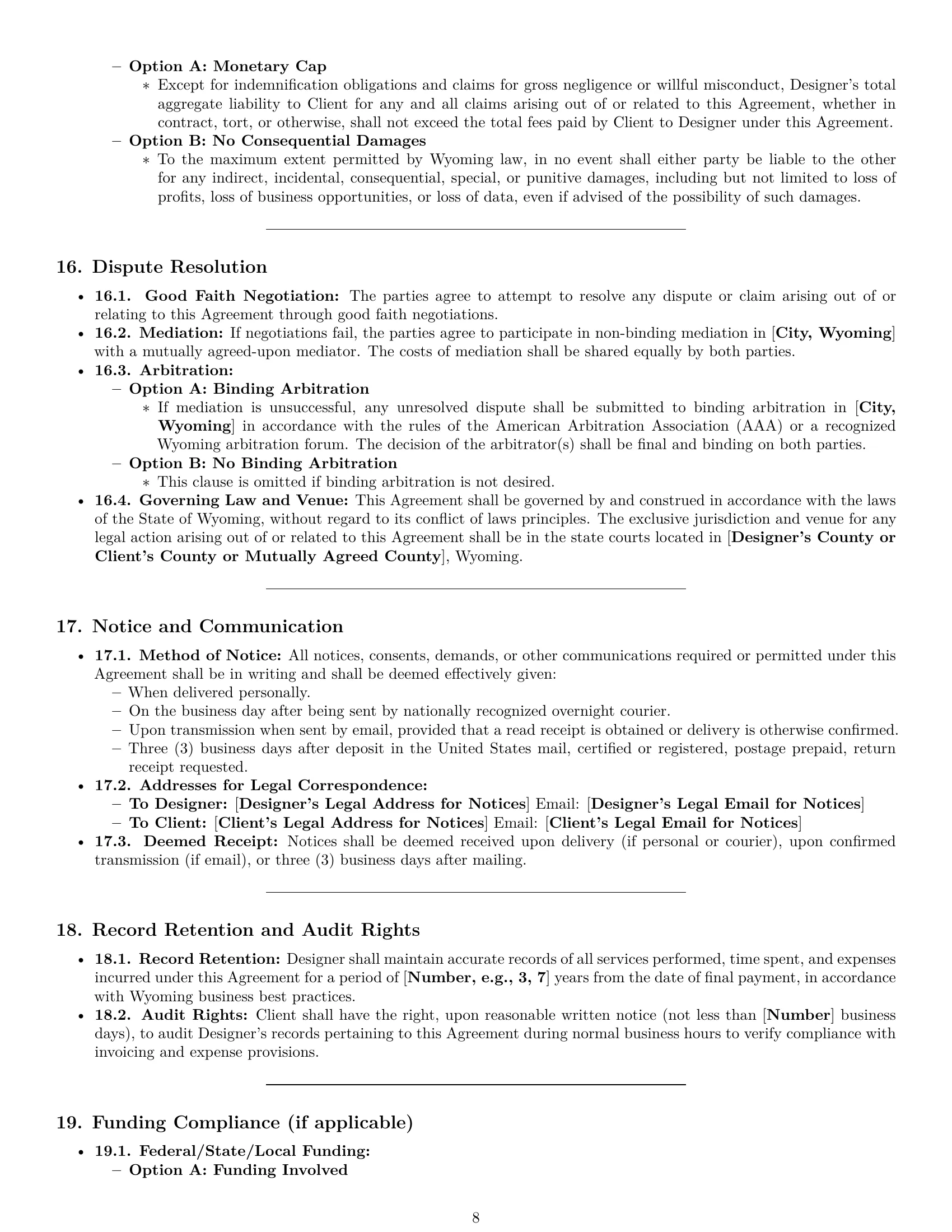 Preview page 8 of Pro Wyoming design service contract template