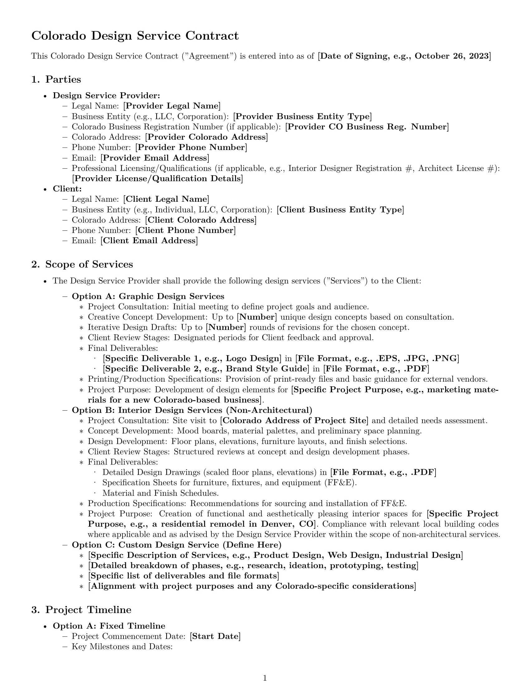 Preview page 1 of Pro Colorado design service contract template