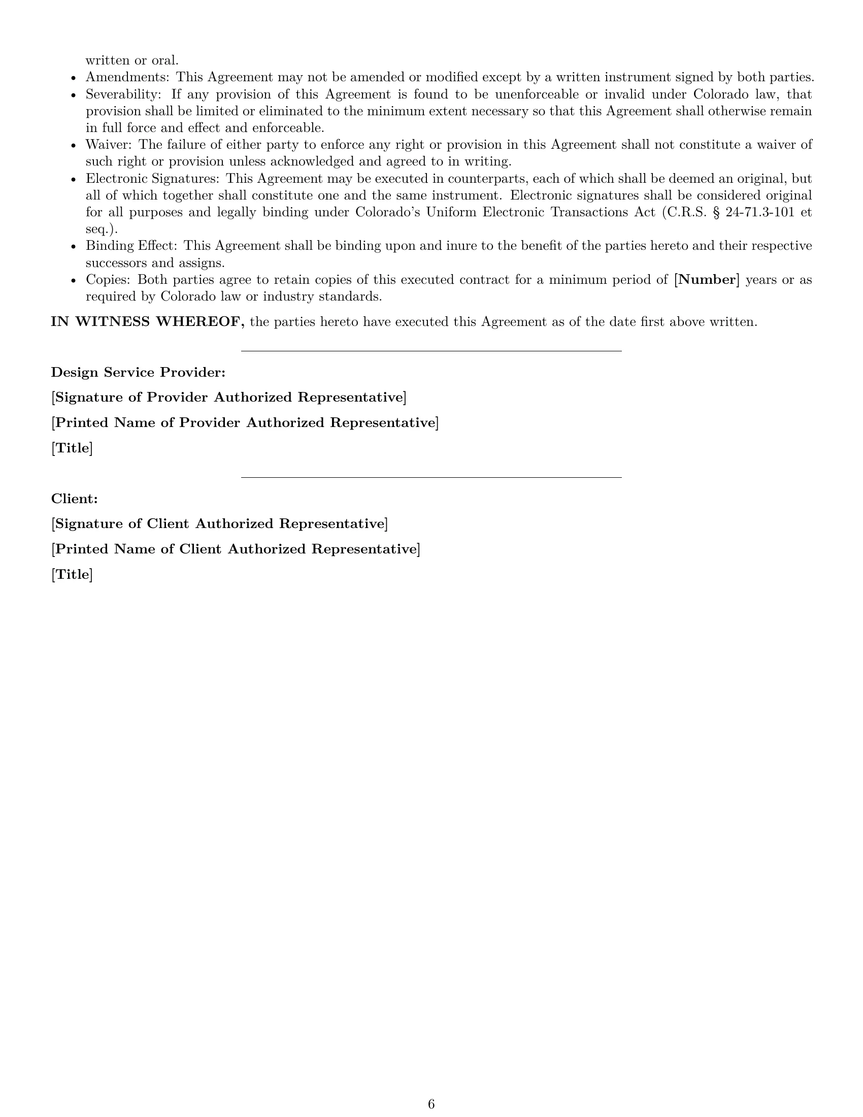 Preview page 6 of Pro Colorado design service contract template