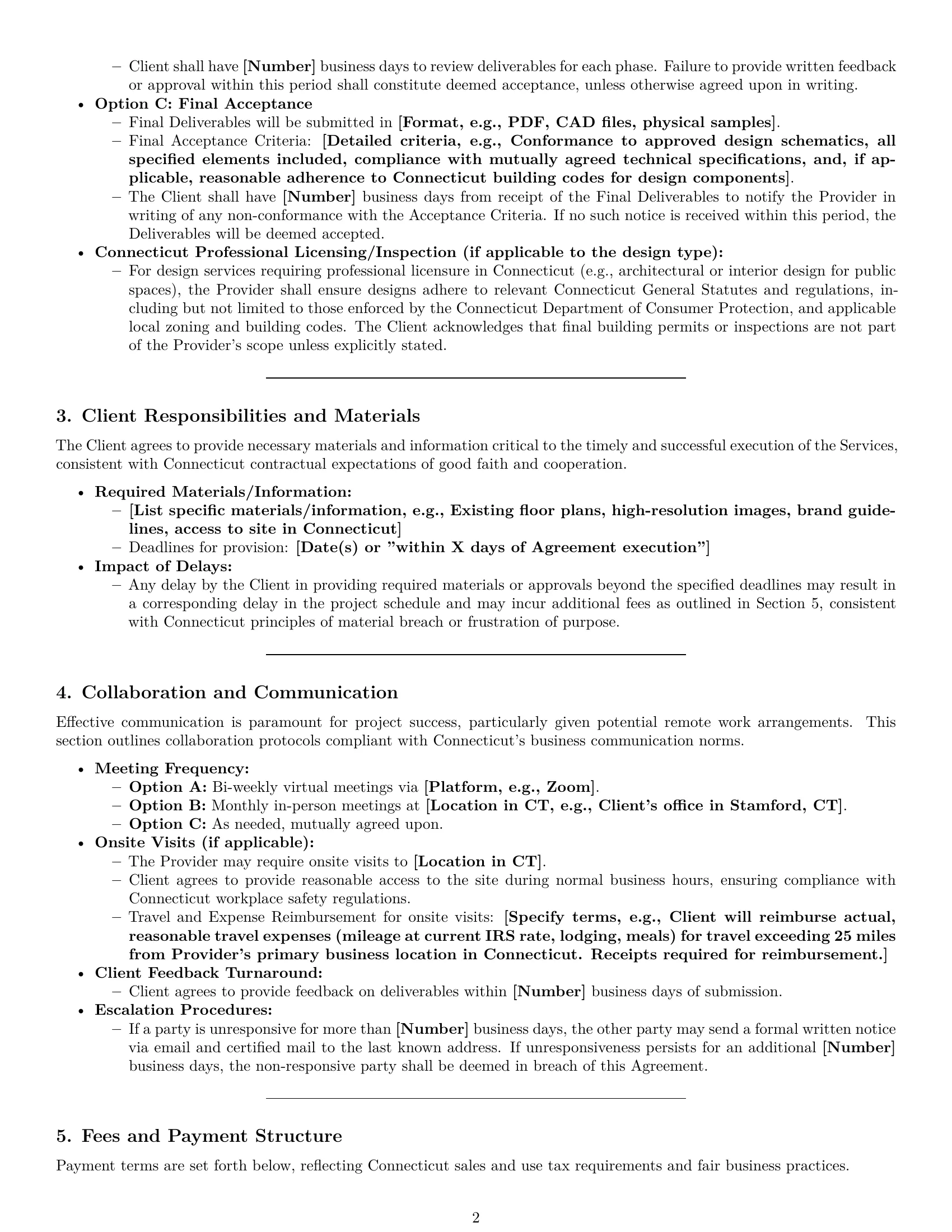 Preview page 2 of Pro Connecticut design service contract template