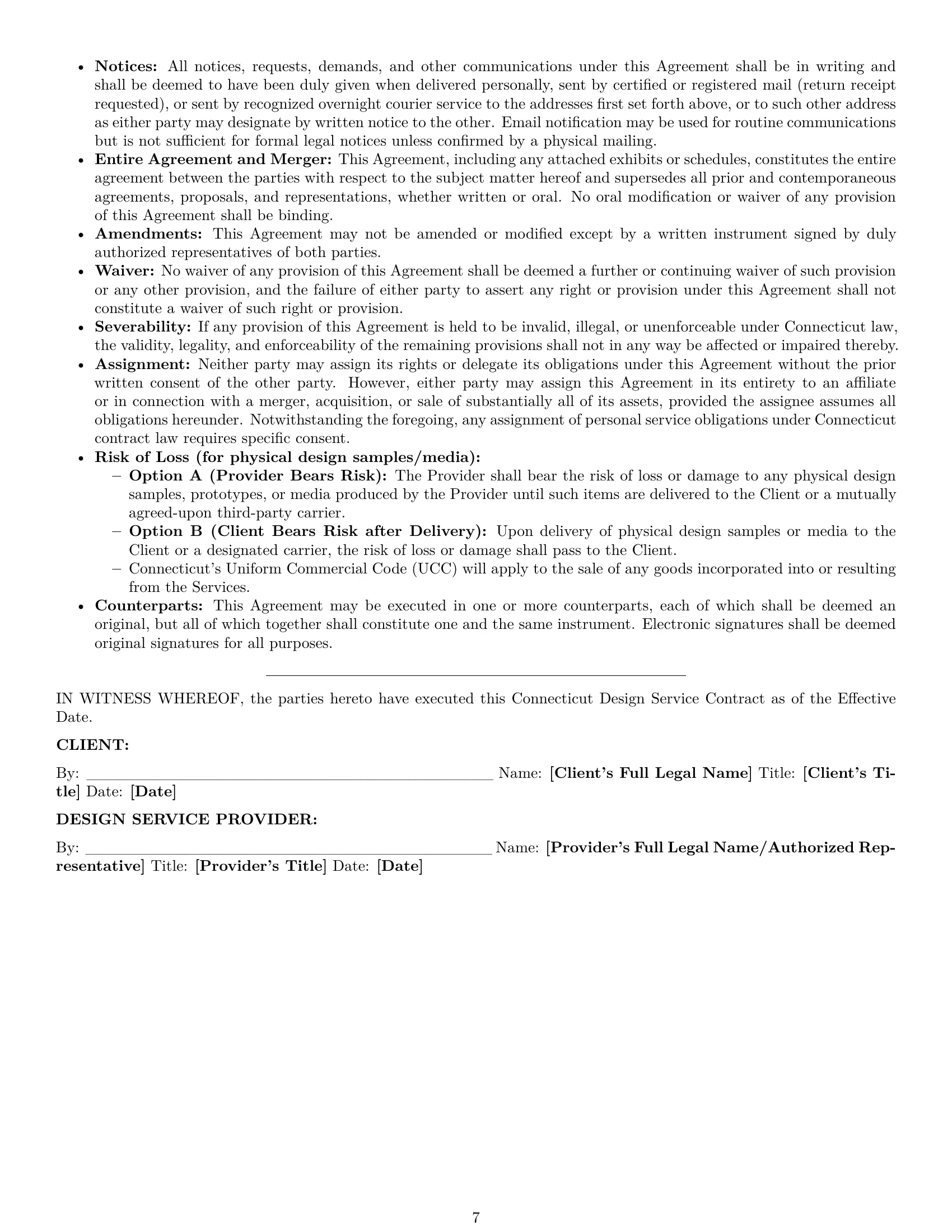 Preview page 7 of Pro Connecticut design service contract template