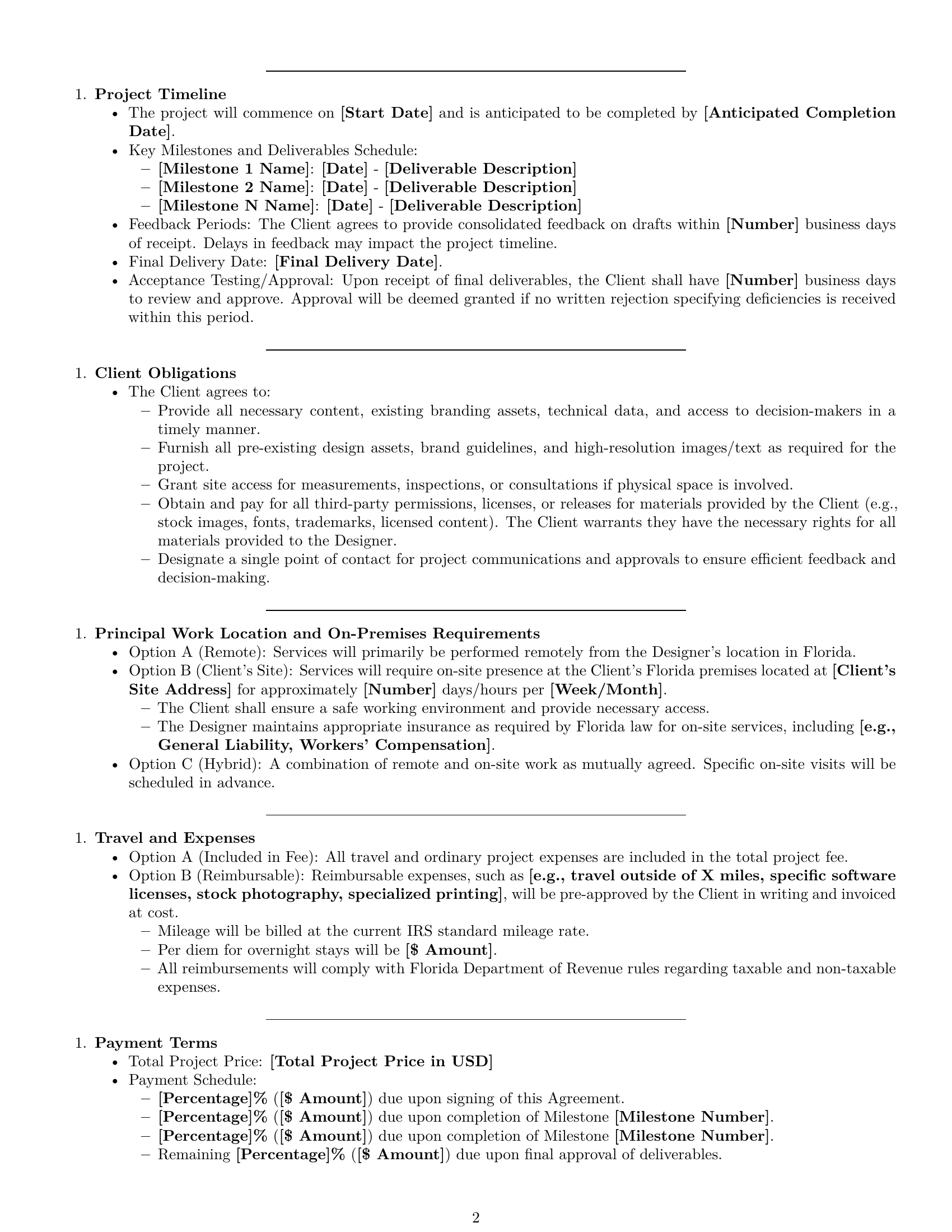 Preview page 2 of Pro Florida design service contract template