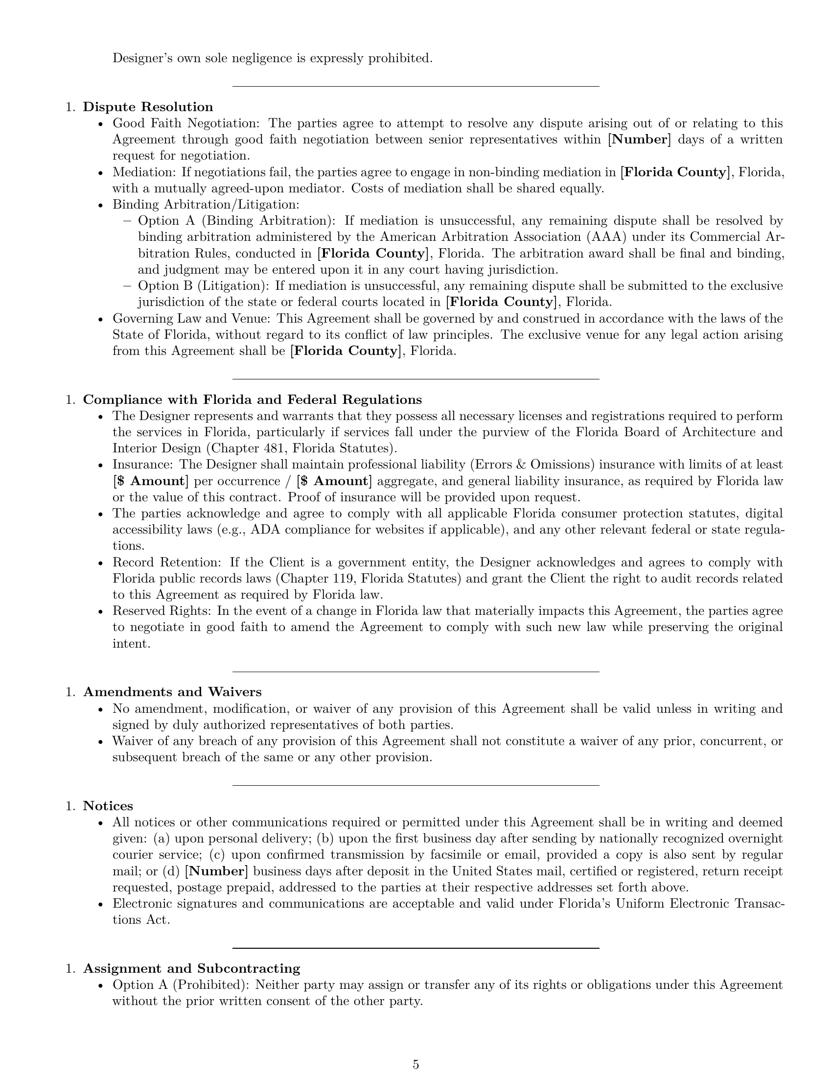 Preview page 5 of Pro Florida design service contract template