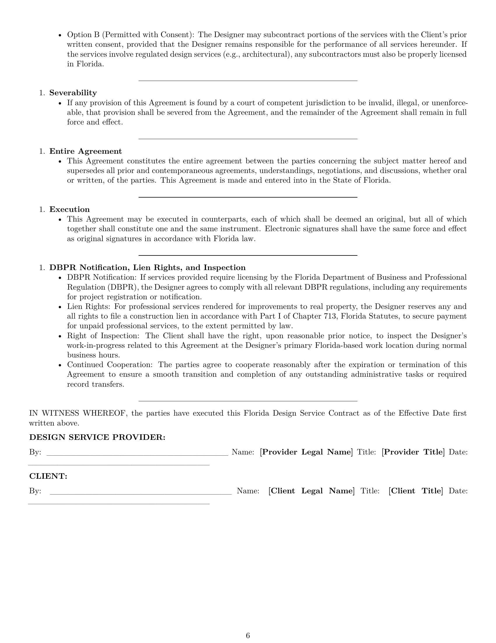 Preview page 6 of Pro Florida design service contract template