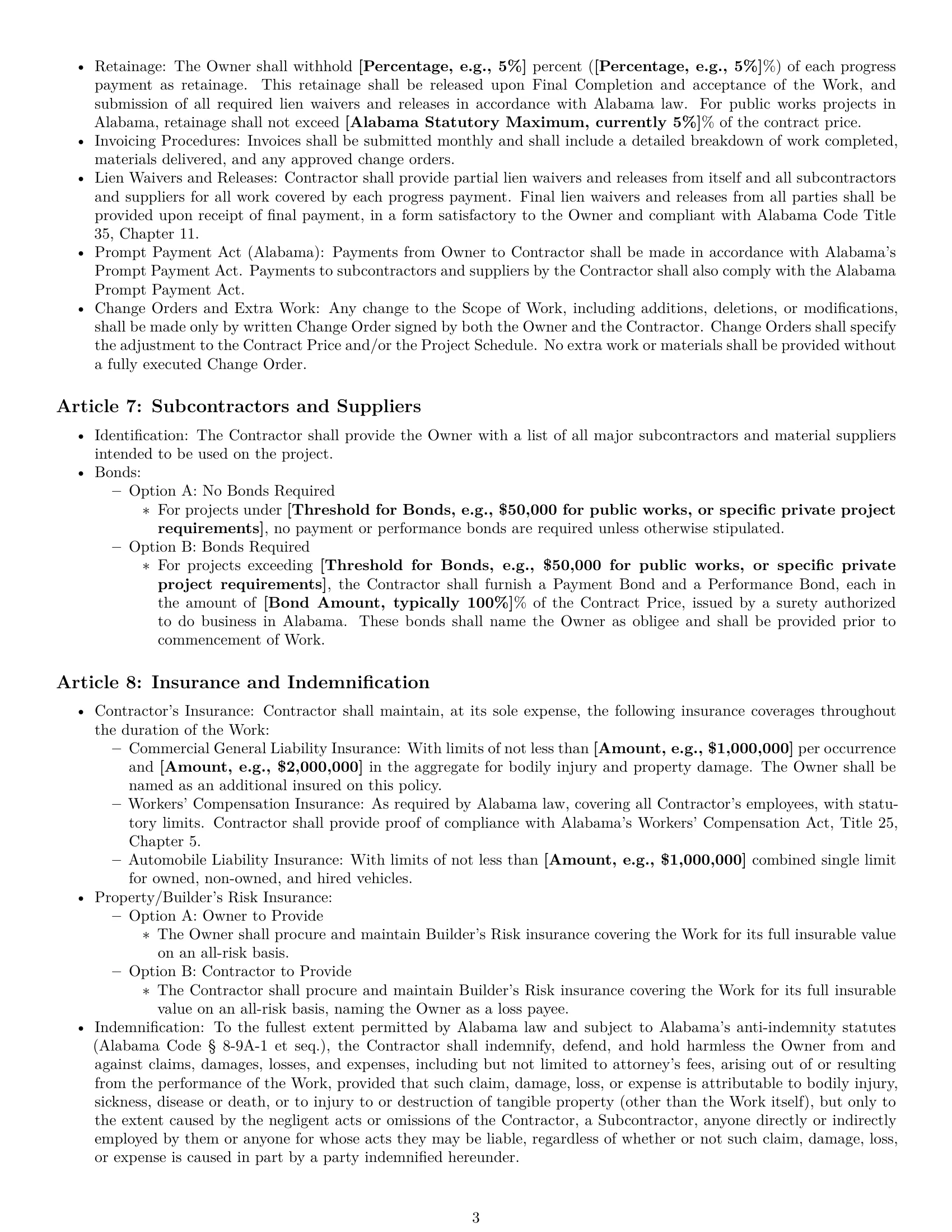 Preview page 3 of Pro Alabama construction service contract template