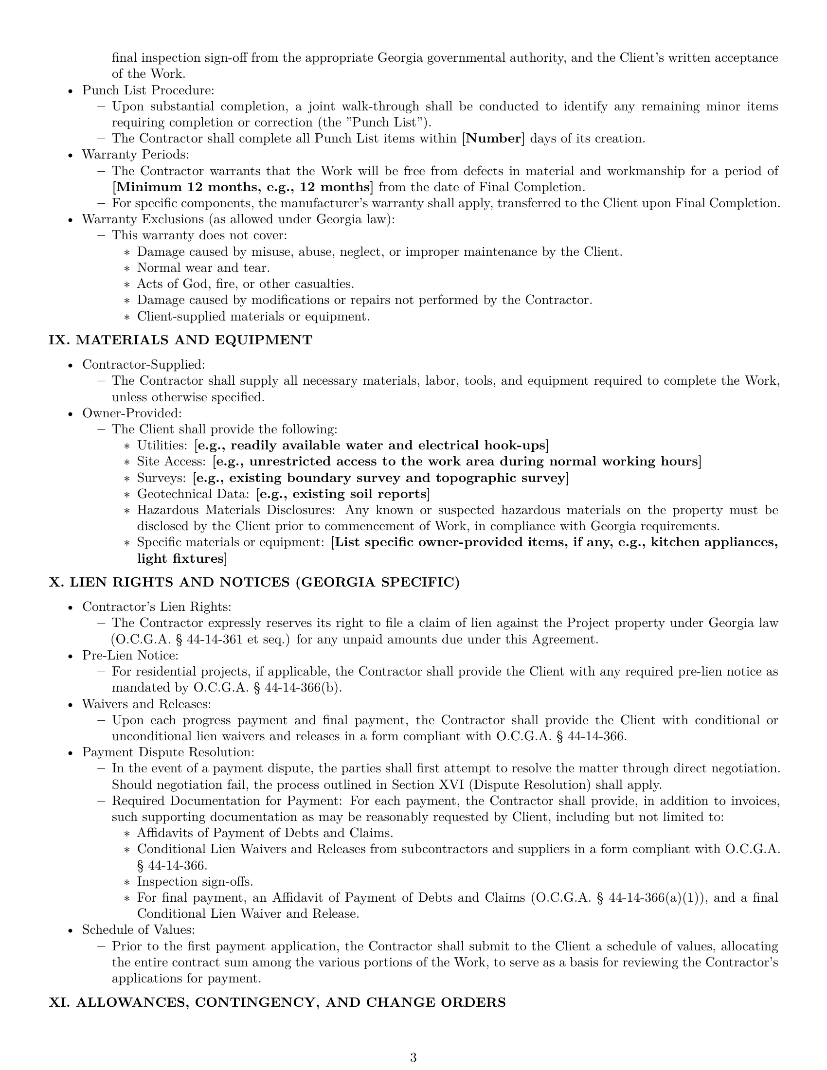 Preview page 3 of Pro Georgia construction service contract template