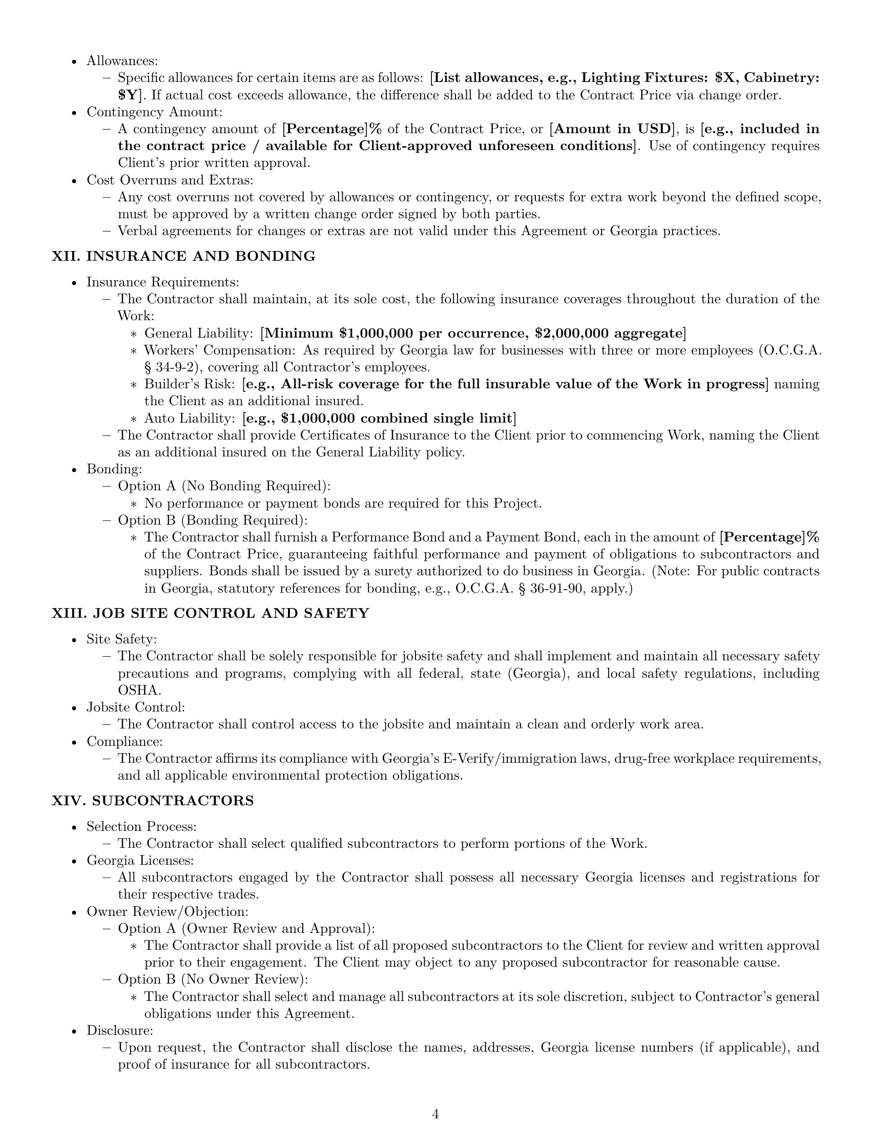 Preview page 4 of Pro Georgia construction service contract template