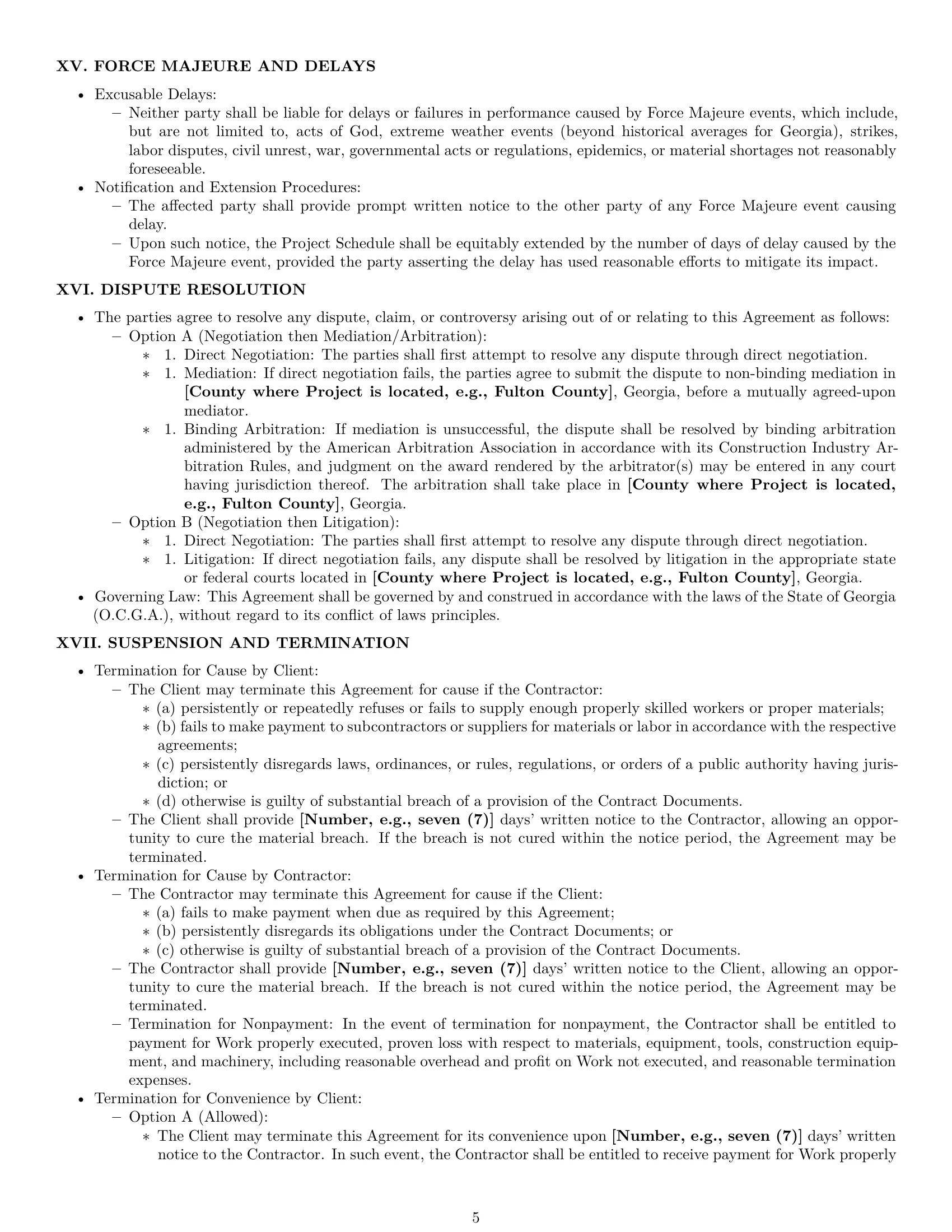 Preview page 5 of Pro Georgia construction service contract template