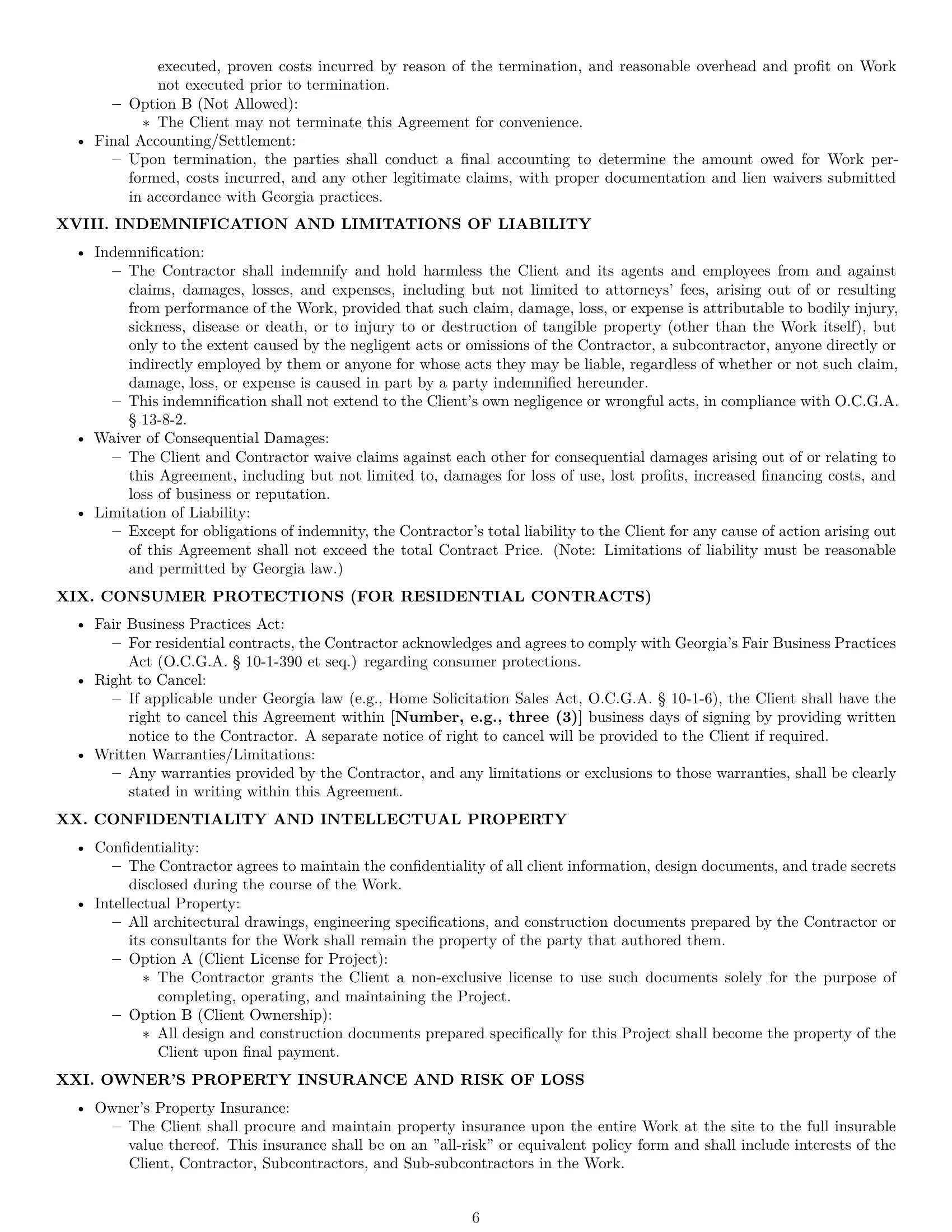 Preview page 6 of Pro Georgia construction service contract template