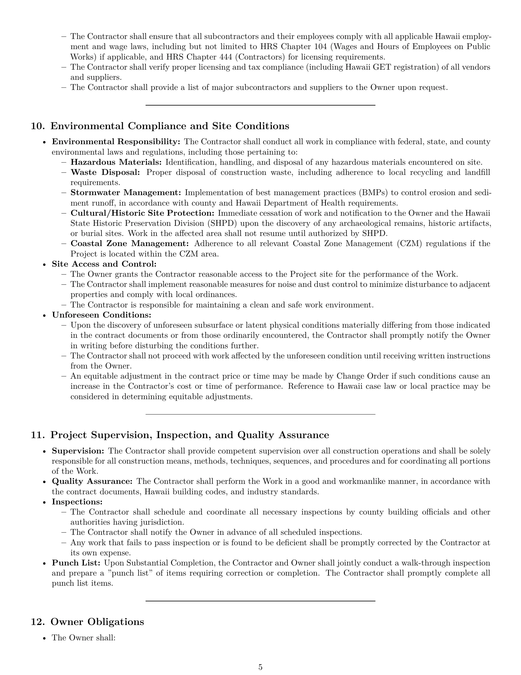 Preview page 5 of Pro Hawaii construction service contract template