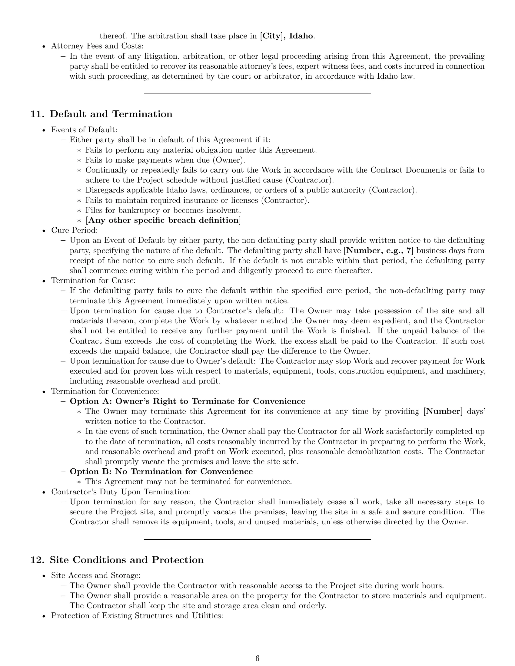 Preview page 6 of Pro Idaho construction service contract template