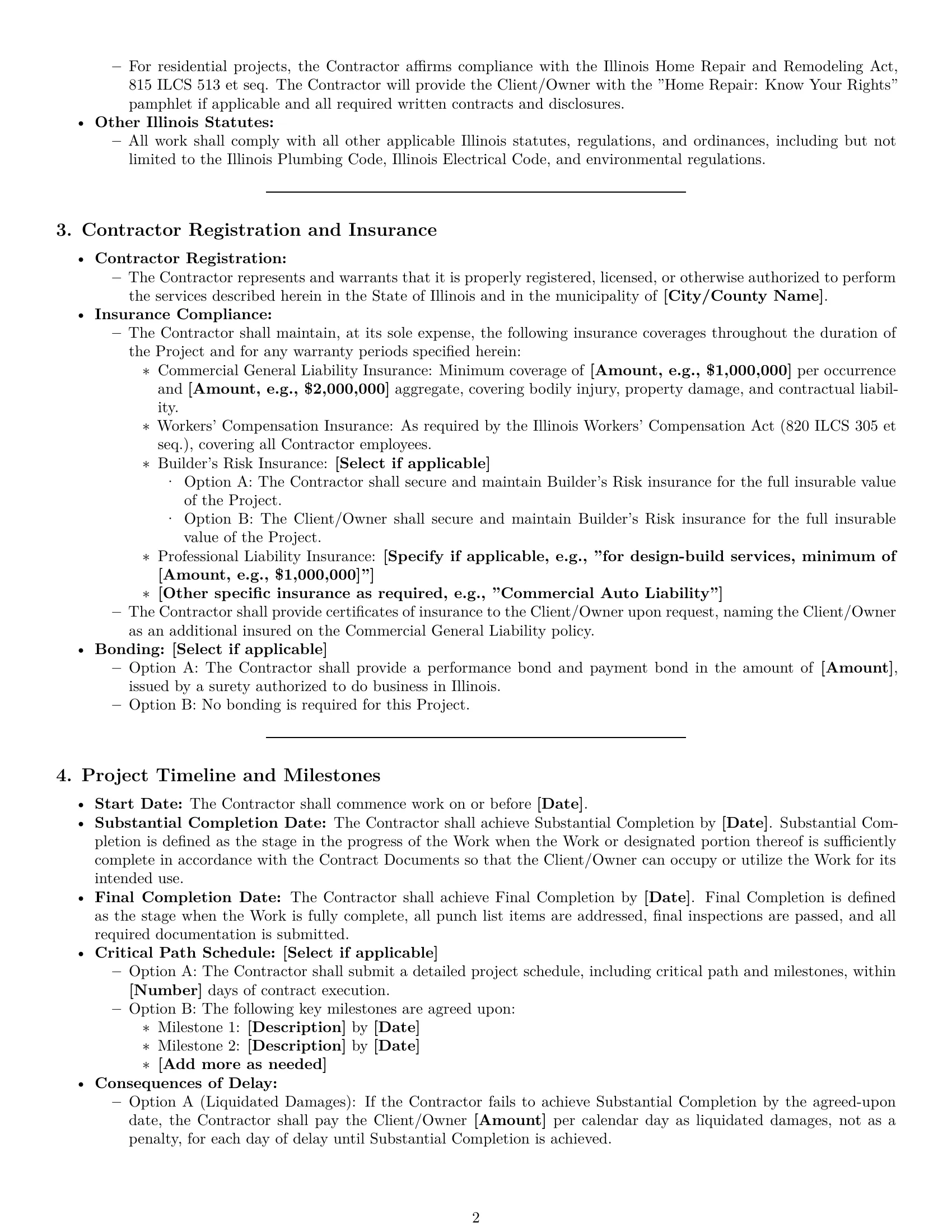 Preview page 2 of Pro Illinois construction service contract template