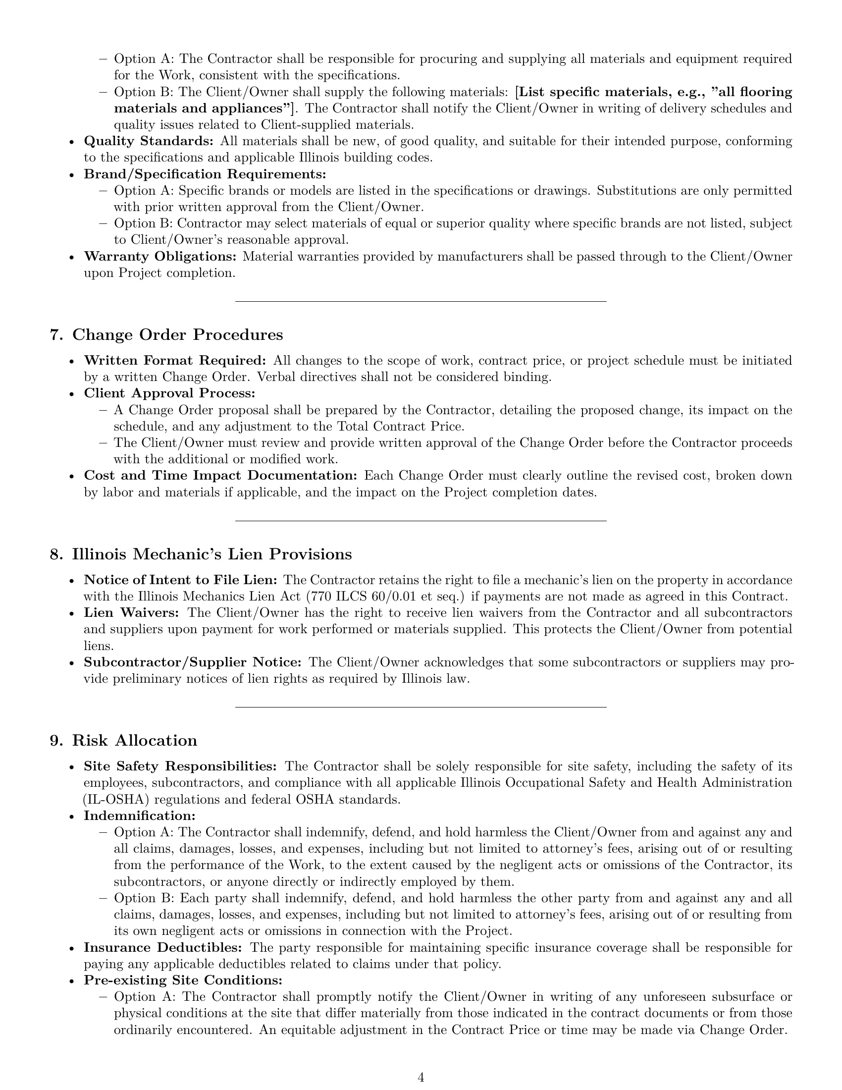 Preview page 4 of Pro Illinois construction service contract template