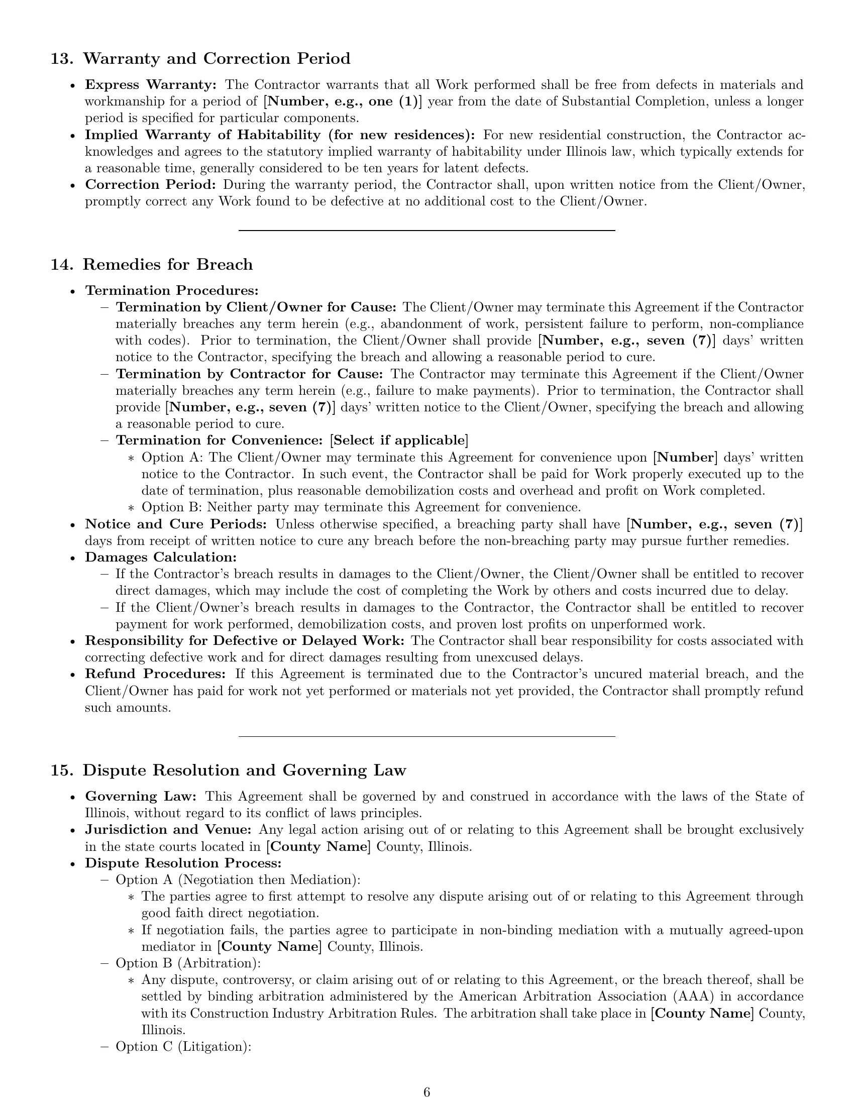 Preview page 6 of Pro Illinois construction service contract template