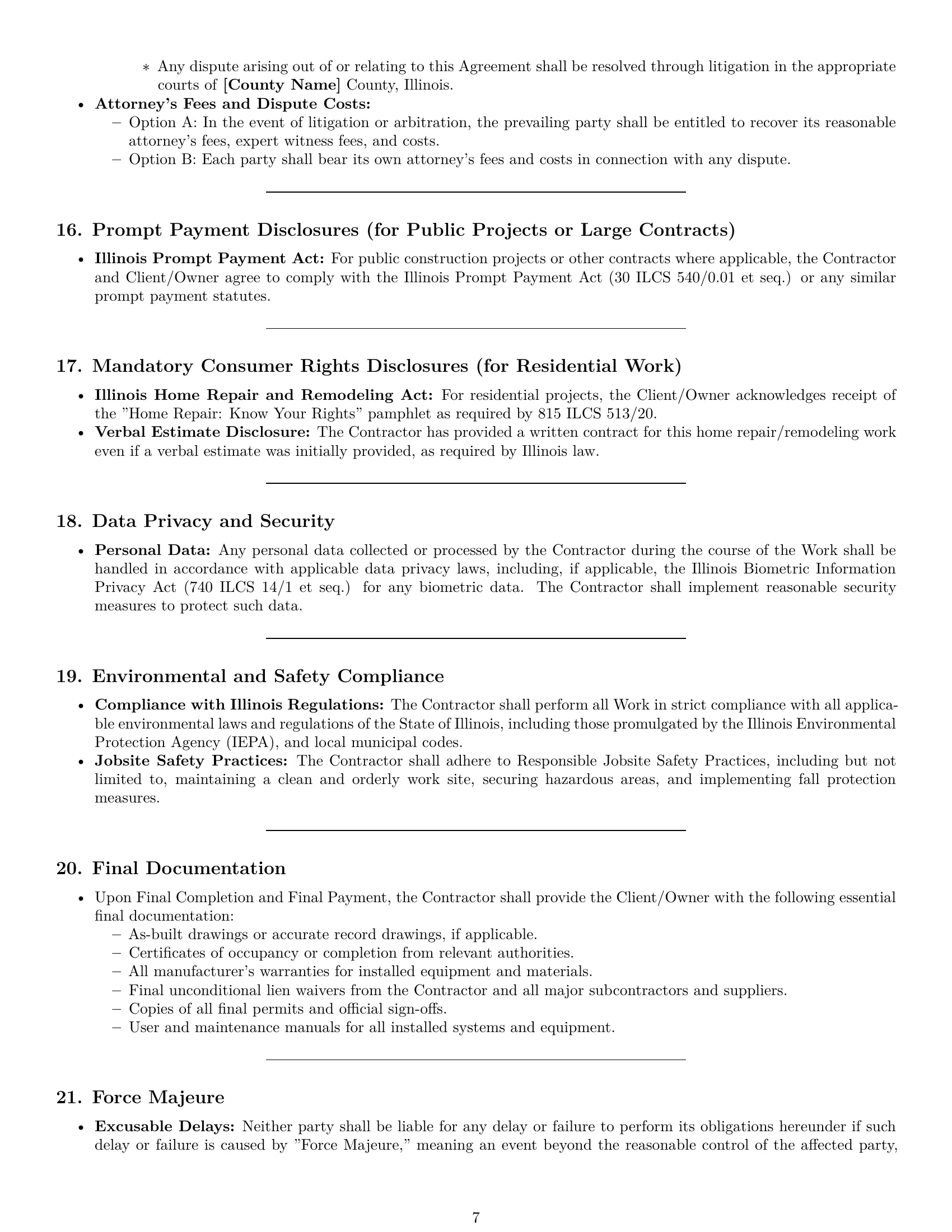 Preview page 7 of Pro Illinois construction service contract template