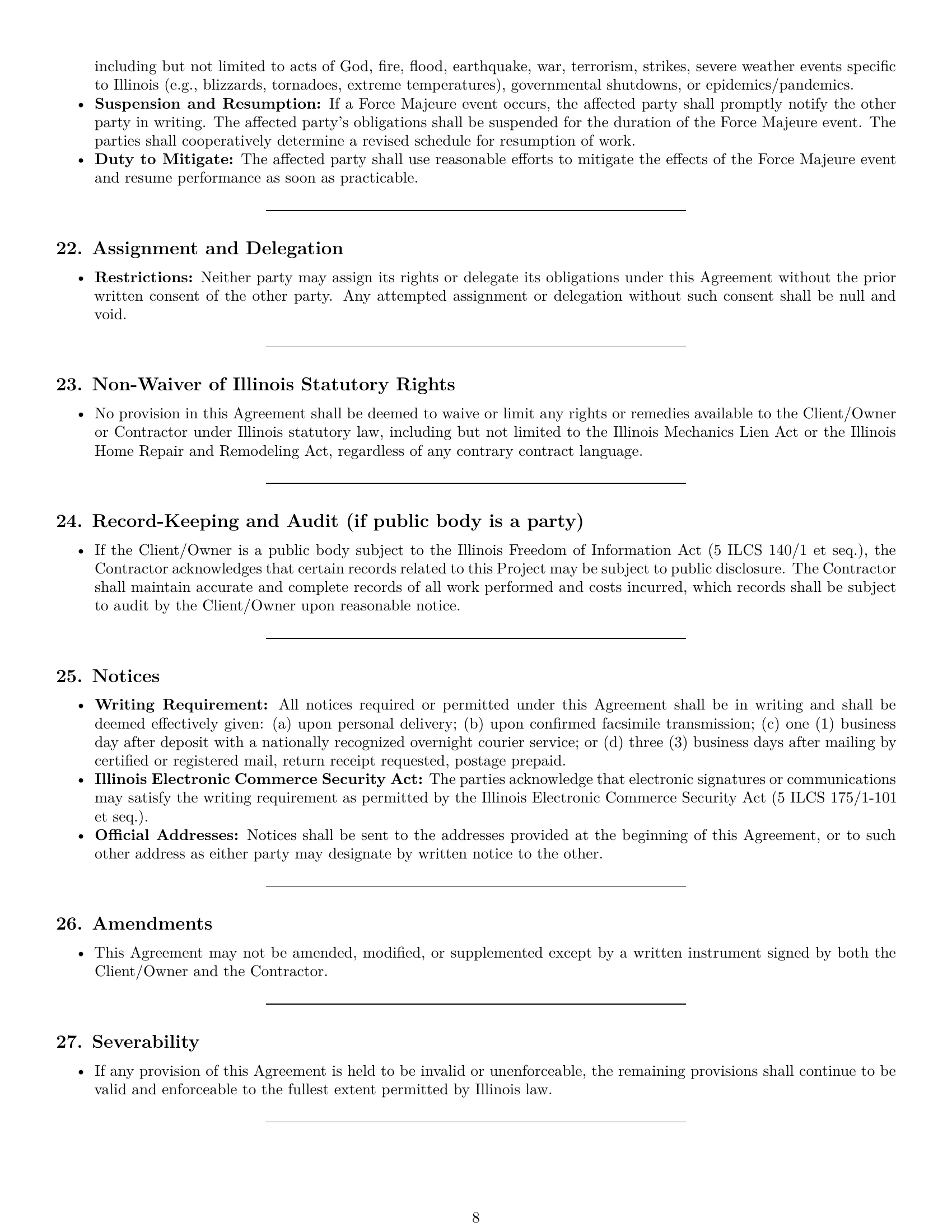 Preview page 8 of Pro Illinois construction service contract template