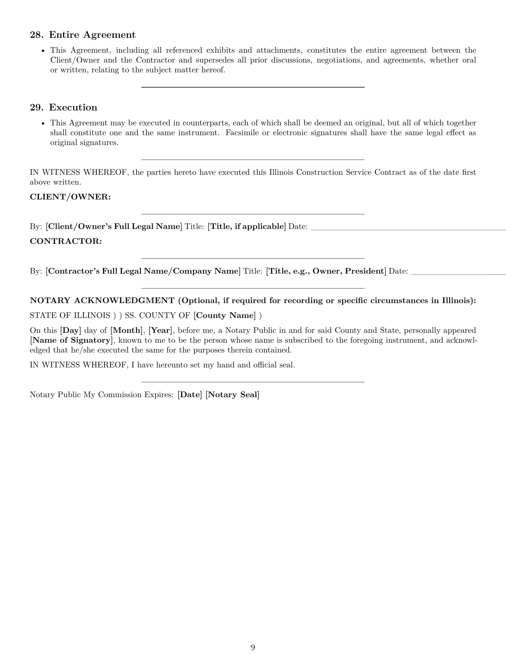 Preview page 9 of Pro Illinois construction service contract template