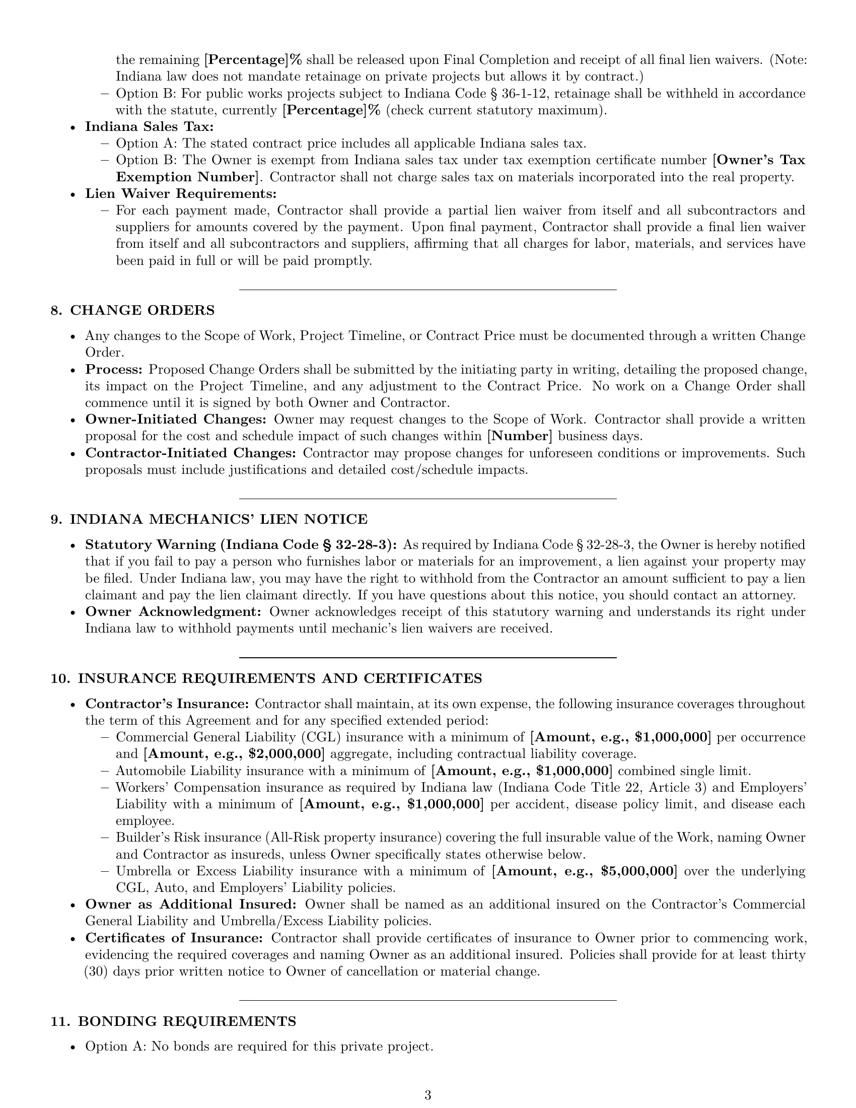 Preview page 3 of Pro Indiana construction service contract template