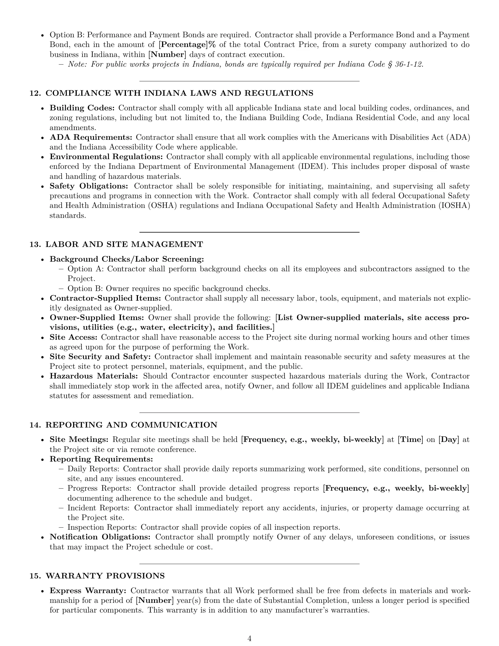Preview page 4 of Pro Indiana construction service contract template