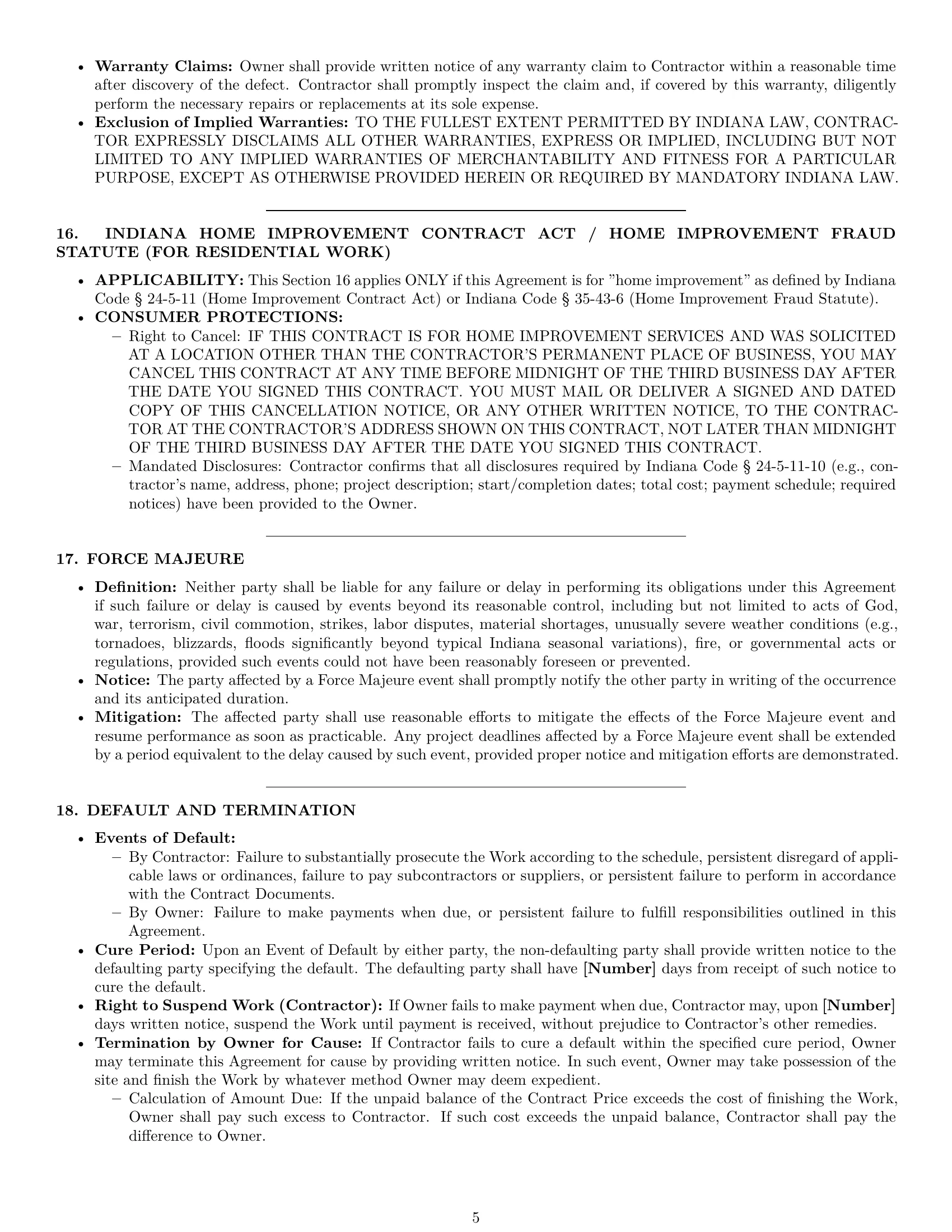 Preview page 5 of Pro Indiana construction service contract template