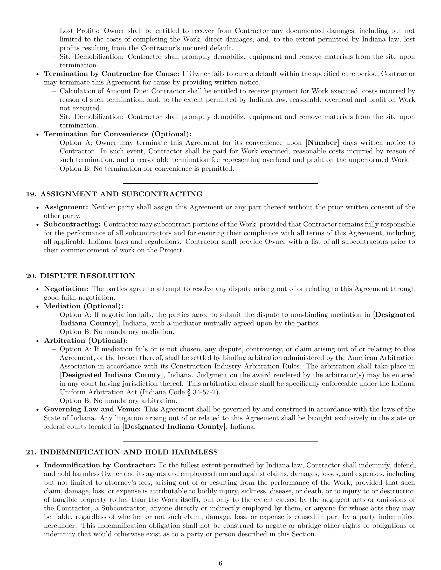 Preview page 6 of Pro Indiana construction service contract template